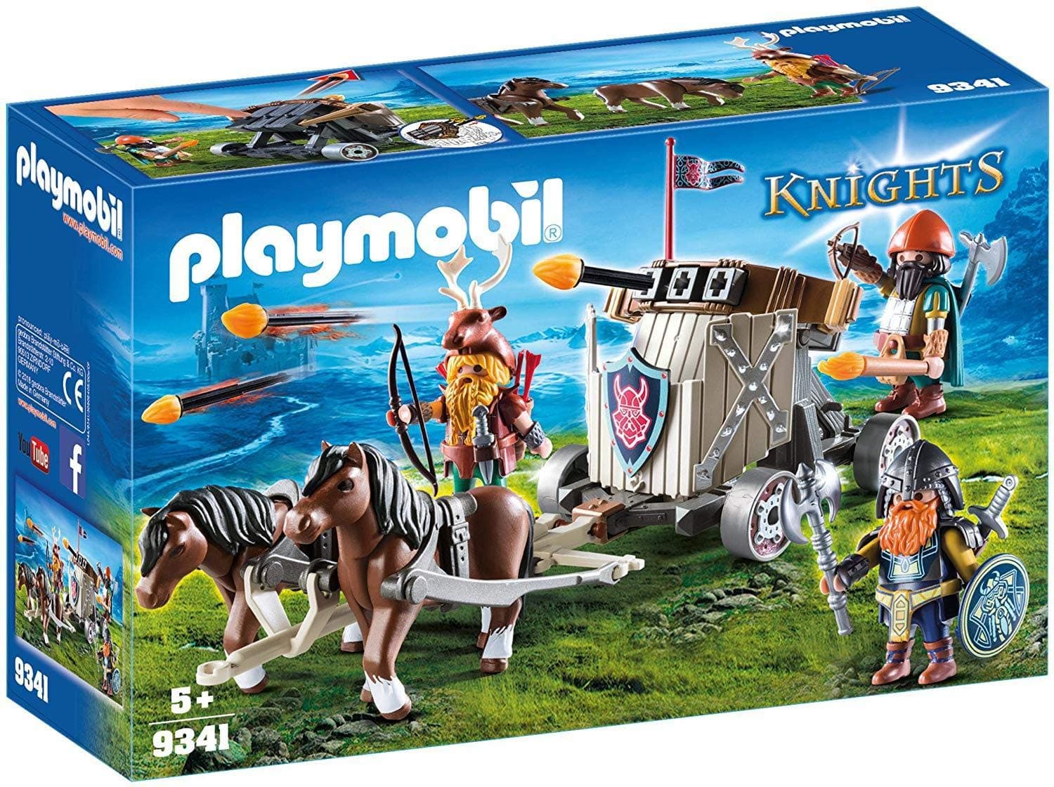 PLAYMOBIL Knights 9343 Ponygespann mit Zwergenballiste, Ab 5 Jahren