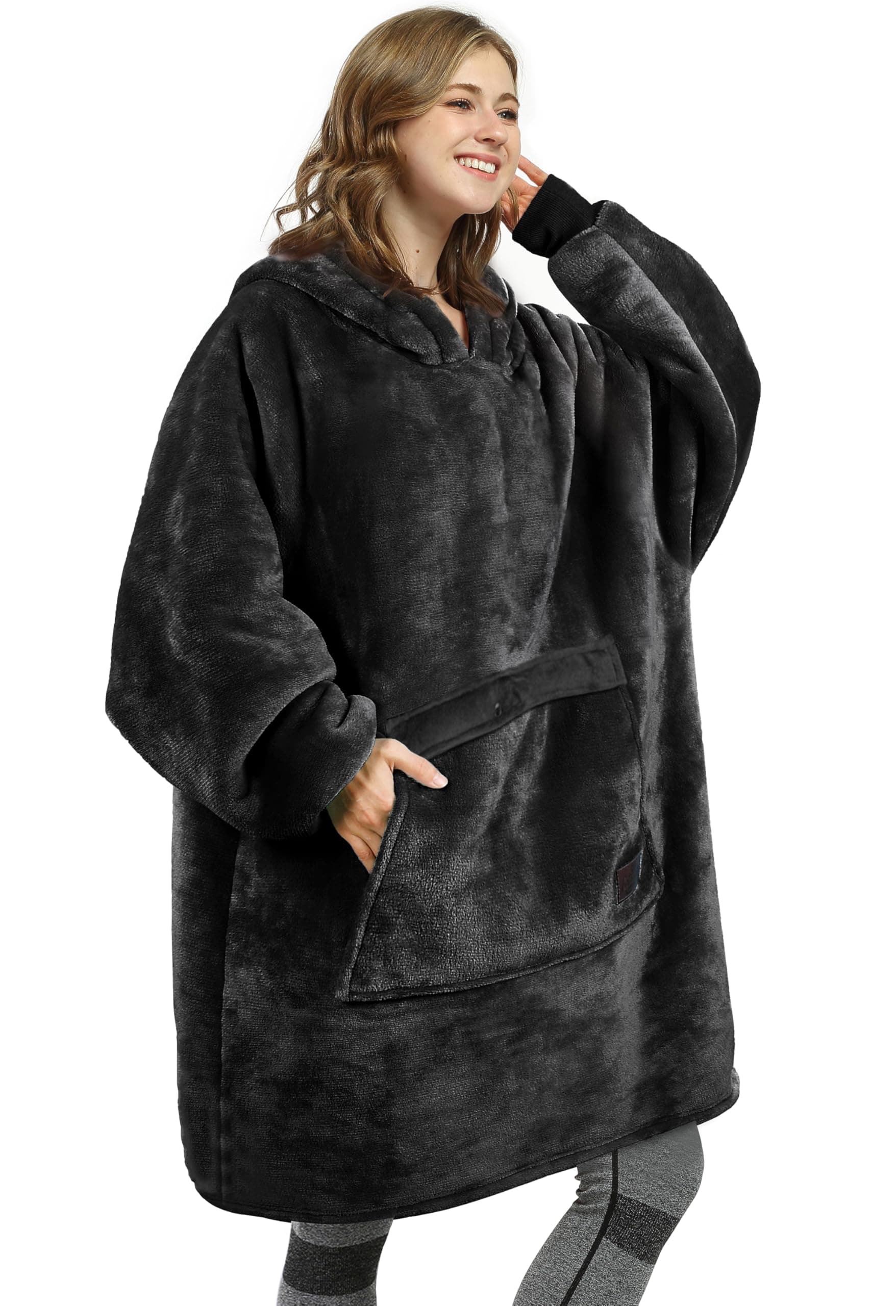 Catalonia Oversized Blanket Hoodie Sweatshirt, Wearable Sherpa Lounging Pullover for Adults Women Men