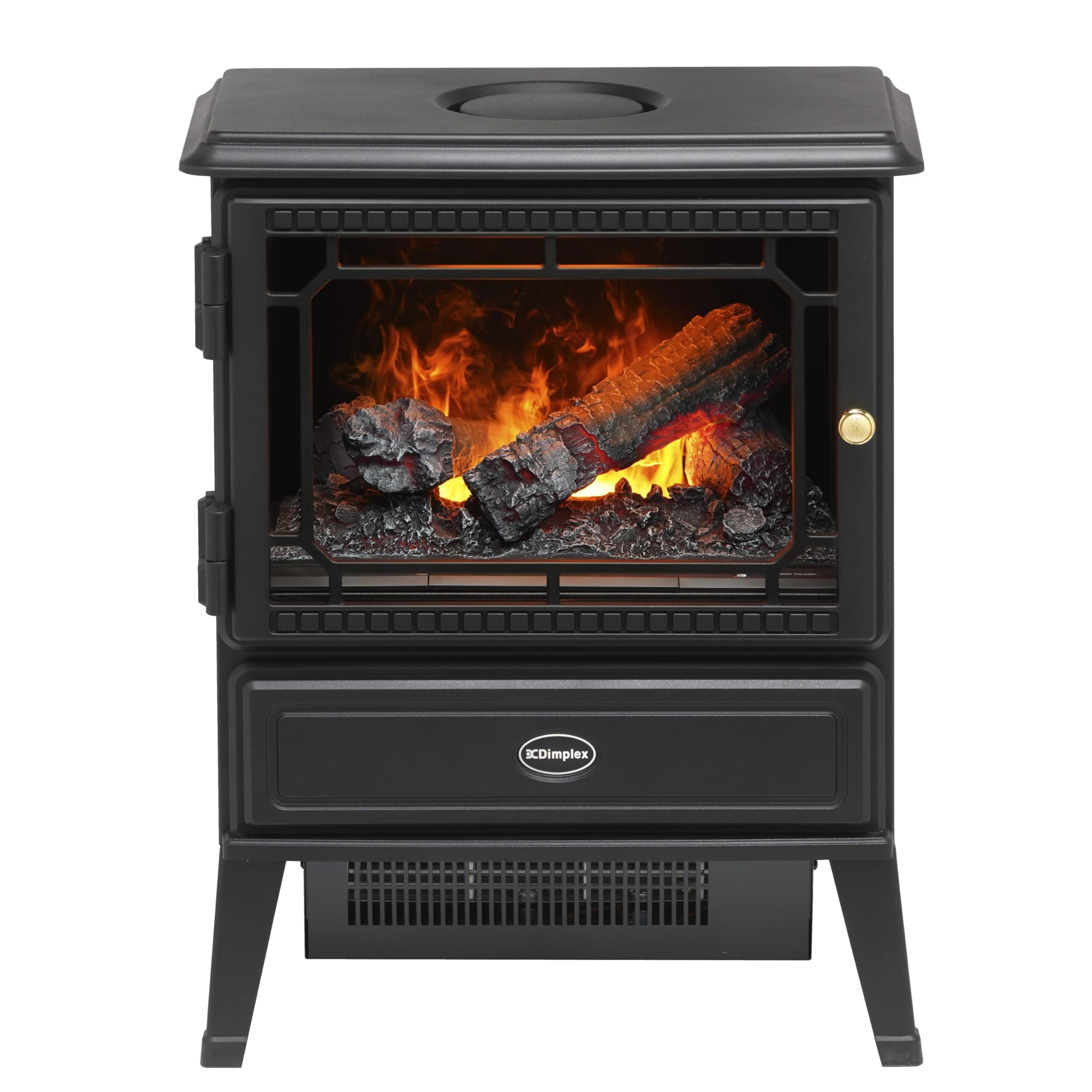 Gosford Optimyst Electric Stove, Black Free Standing Electric Fireplace with 3D Water Vapour Flame Technology, 2kW Adjustable Fan Heater, Thermostat, Artificial Logs and Remote Control