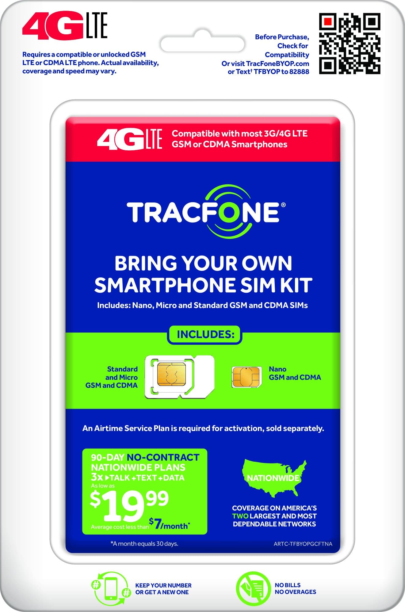 TracFone Bring Your Own Phone SIM Activation Kit – Retail Packaging