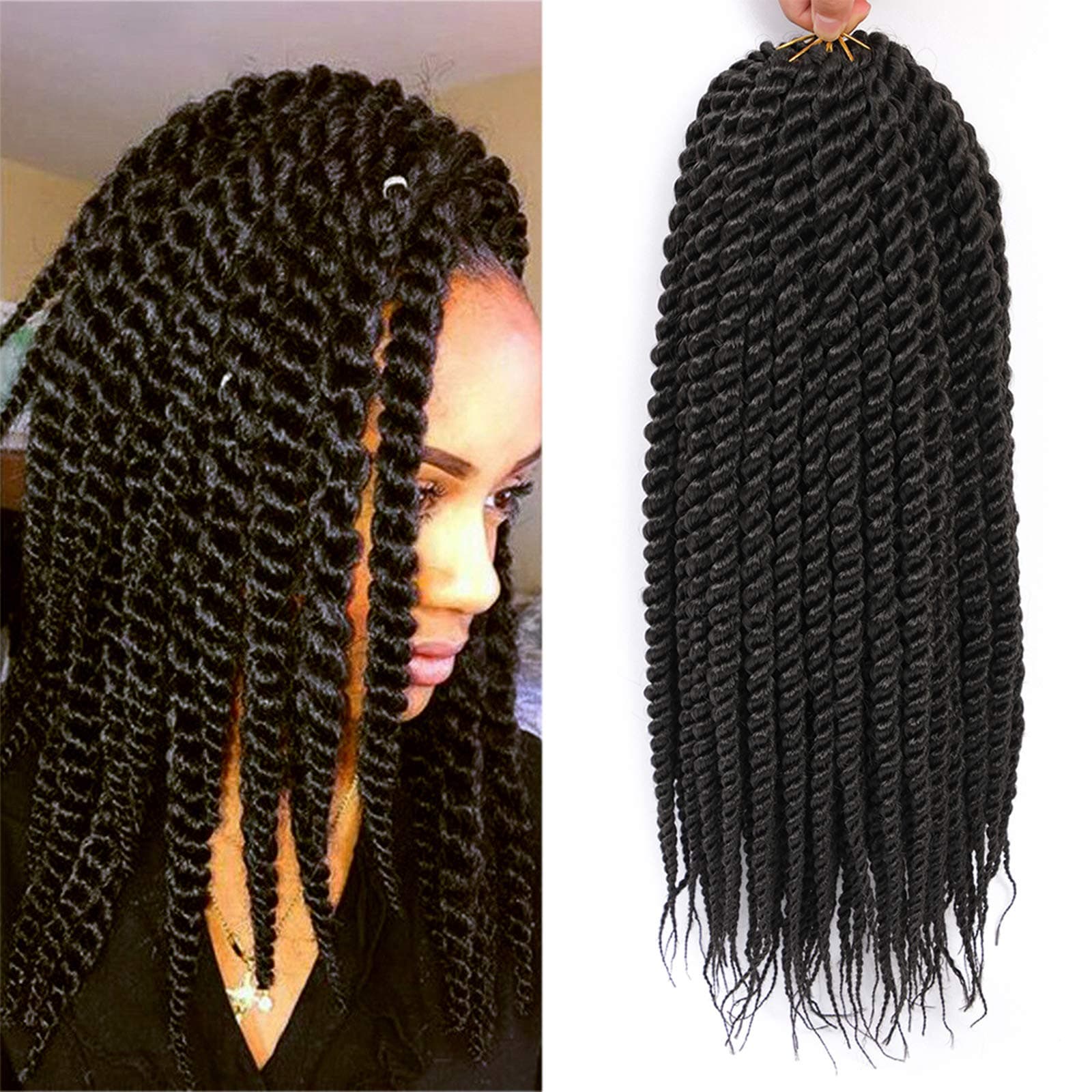 Admutty Havana Twist Crochet Hair 12 inch 6 Packs Crochet Havana Twist Senegalese Twist Crochet Hair Jumbo Havana Twist Crochet Braids (2#)