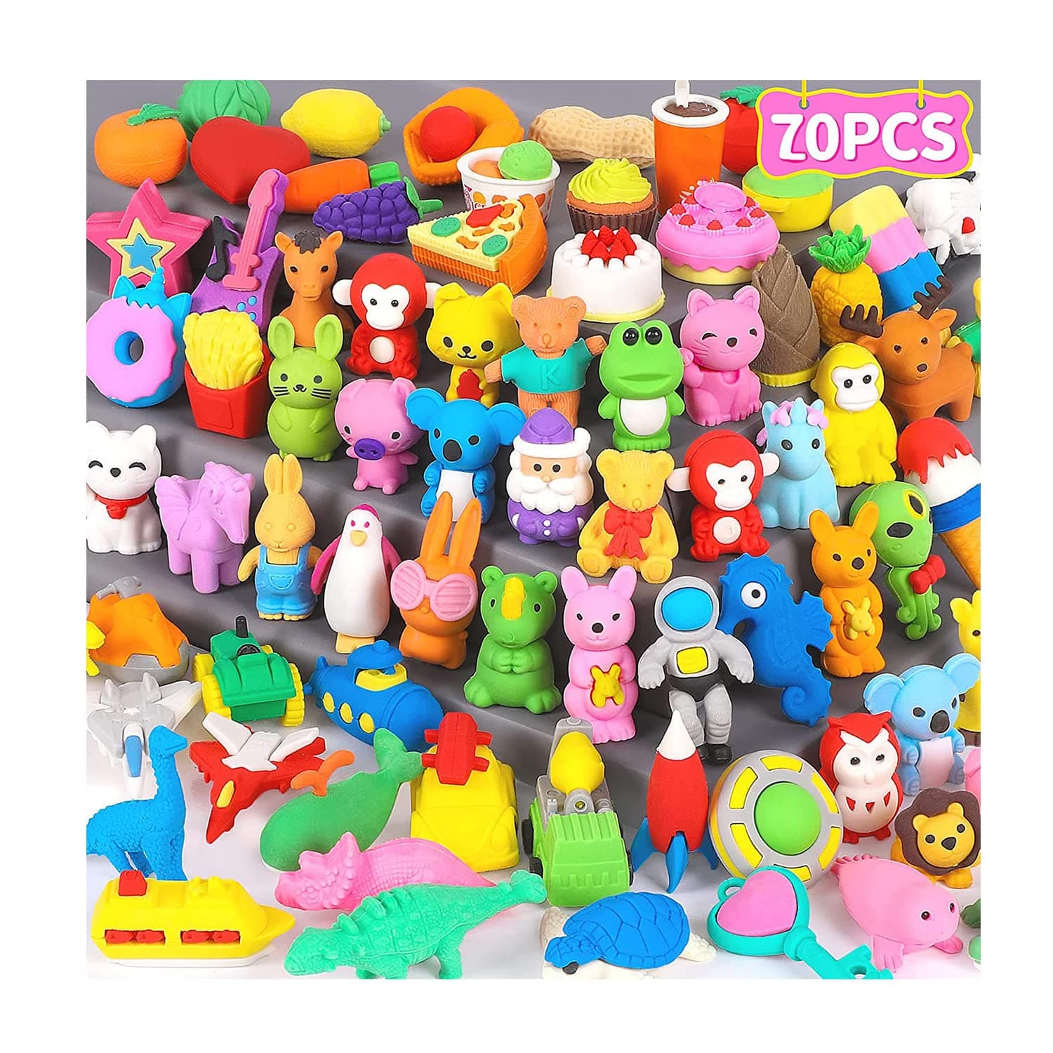 LBOYLOVE20 Pack Animal Erasers for Kids Bulk Desk Classroom Prizes Treasure Box Toys for Classroom Supplies, 3D Mini Erasers Pencil Erasers Back to School Supplies for Kids Party Favors (Random)