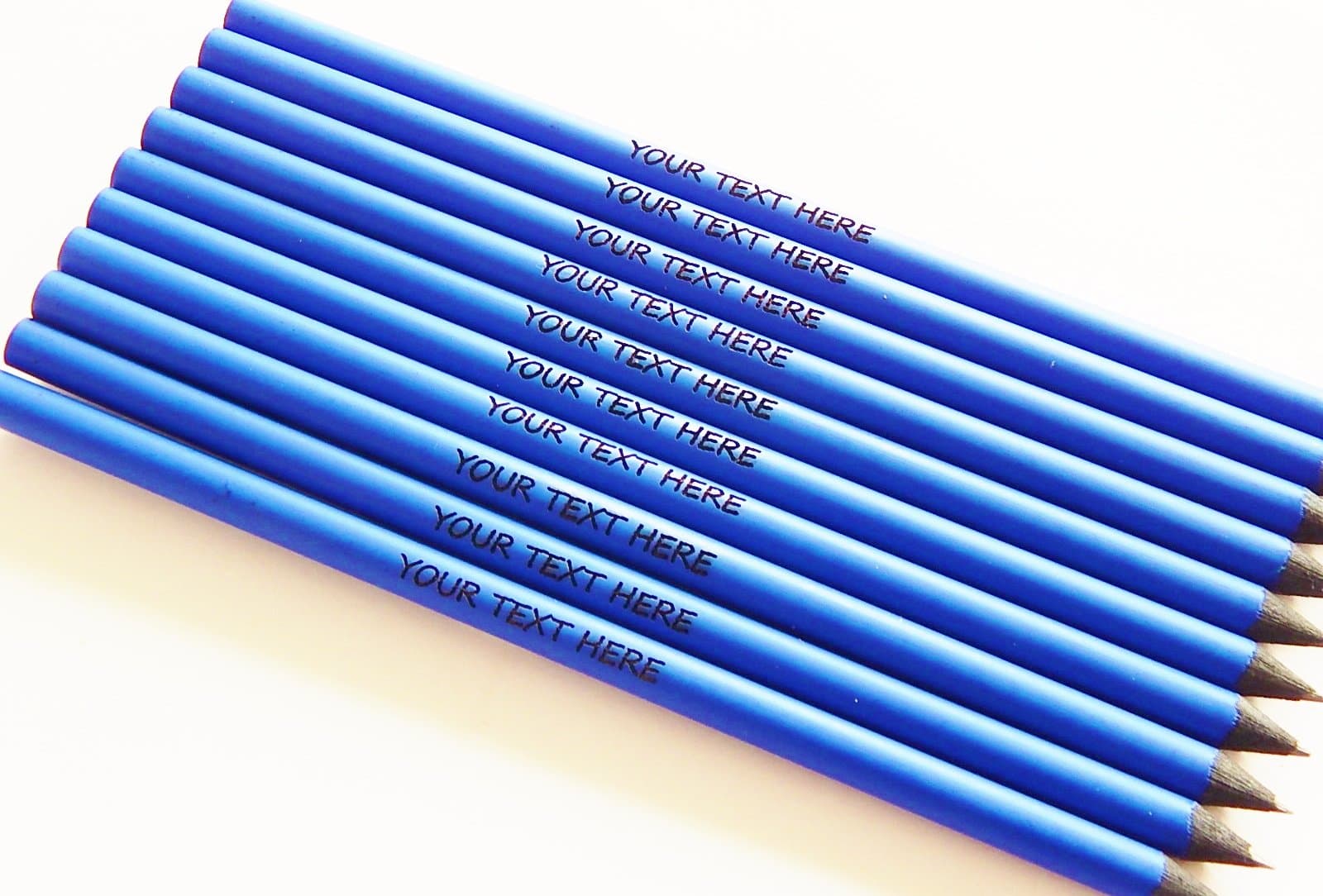 Personalised Blue/Blackwood Wooden Engraved Pencils NOT Cheap Gold Block That RUBS Off. WHY NOT Have A More Defined Classy Product (Black Lead ONLY) (Varied Text)