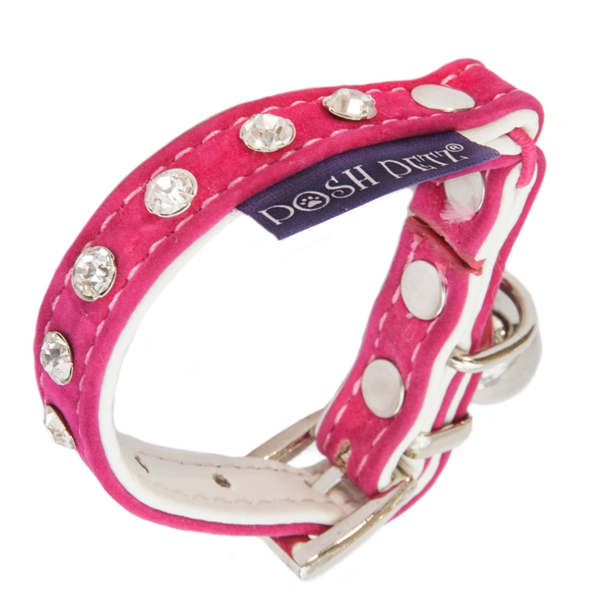 Cute Velvet Diamante KITTEN Collar - Raspberry Pink