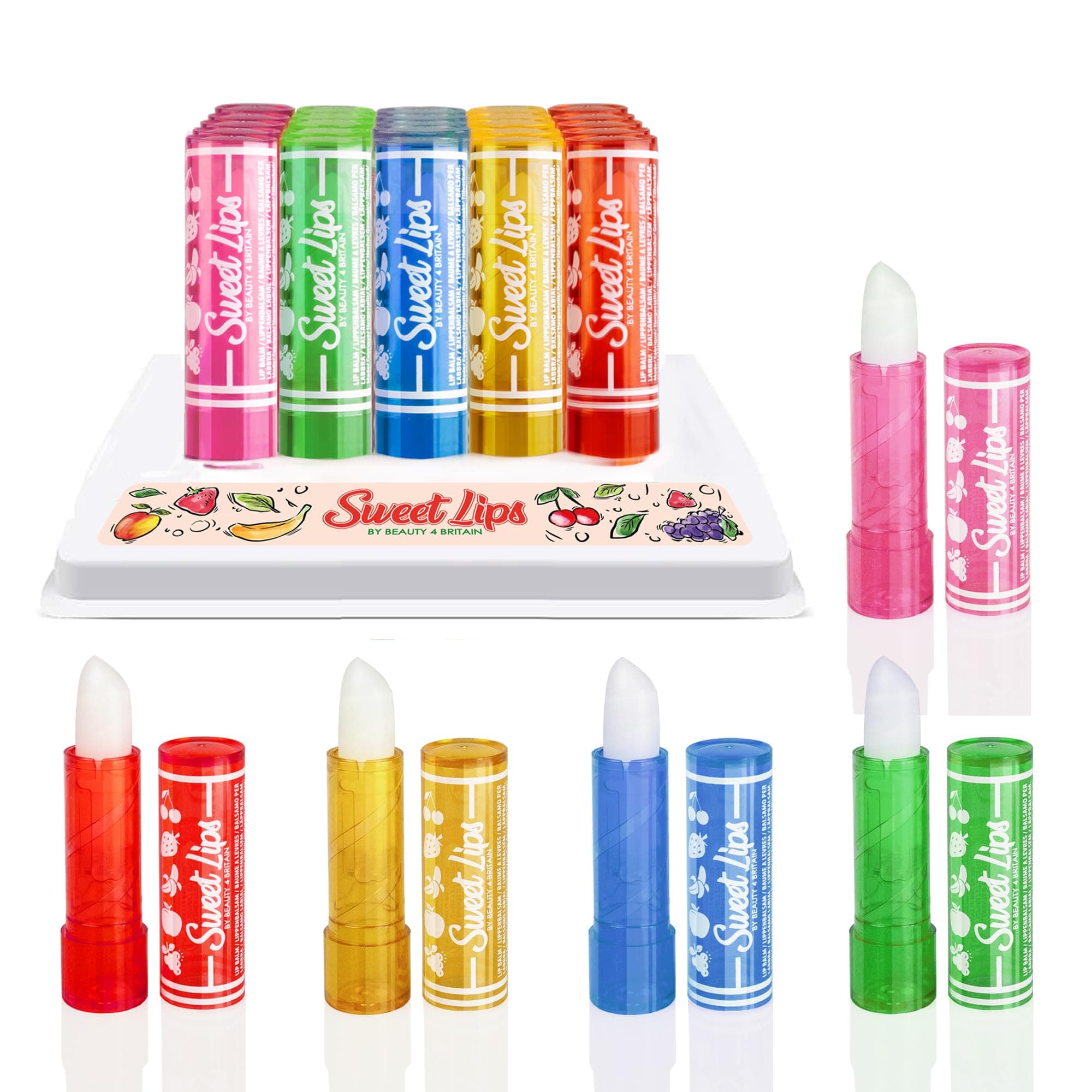 25-Piece Lip Balm Set - Assorted Fruity Flavors - Wholesale Job Lot