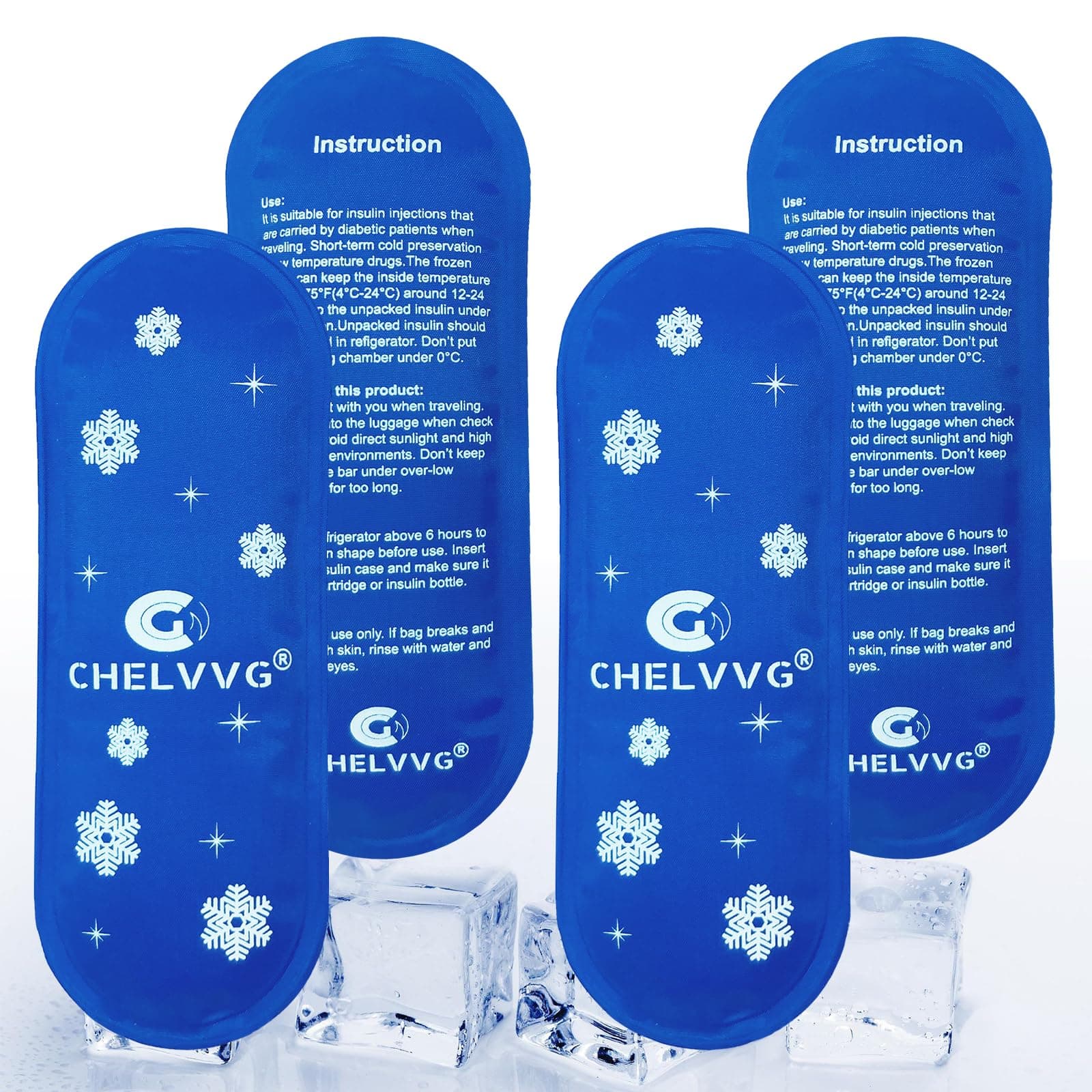 Reusable Hot and Cold Gel Ice Packs for Injuries, Compress, Pack, Mini TSA Approved Ice Packs for Insulated Medication Travel Bag or Insulin Cooler Travel Case (4 Packs)