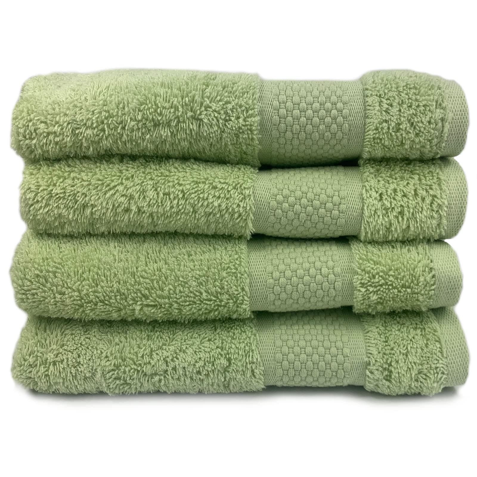 Organic Turkish Cotton Guest Towels Set Of 4, Kitchen Or Bathroom Pack, Size 30cm x 50cm, Soft, Fluffy & Absorbent 600gsm Towel (Sage Green, 4)