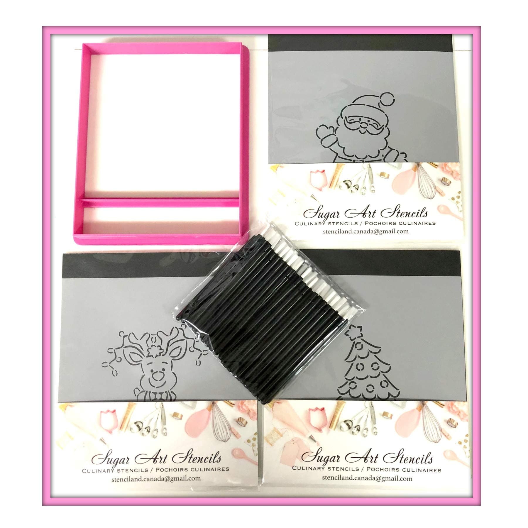 Christmas PYO cookies starter set including cookie cutter, cookie stencils and mini brushes