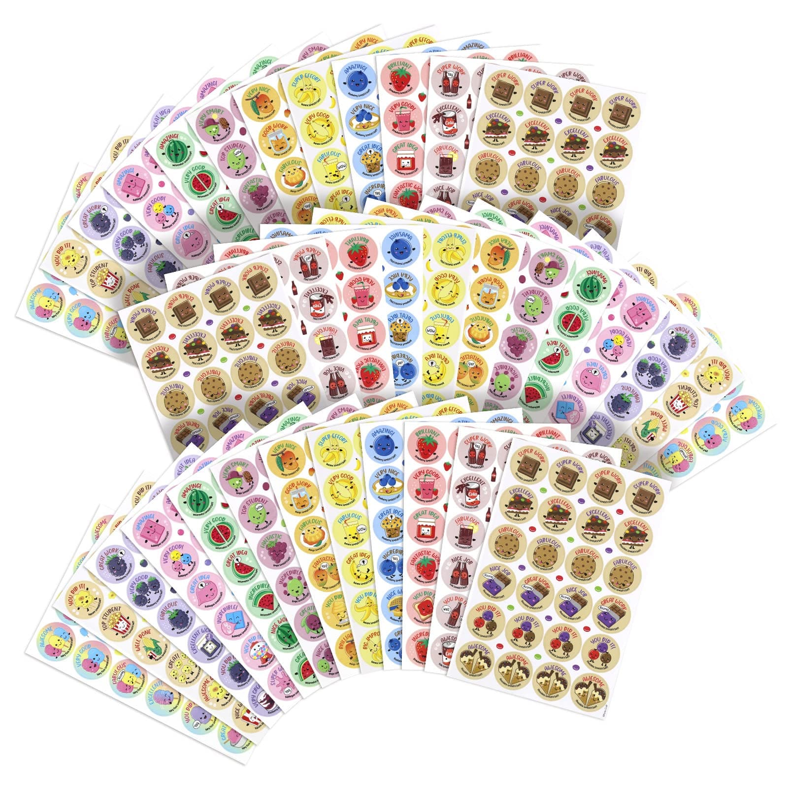 Scratch and Sniff Stickers - 864 Pieces, 12 Different Scents, 36 Sheets - Reward Stickers for Kids, Teachers, Parents, Crafts, Party Favors, Christmas Gifts