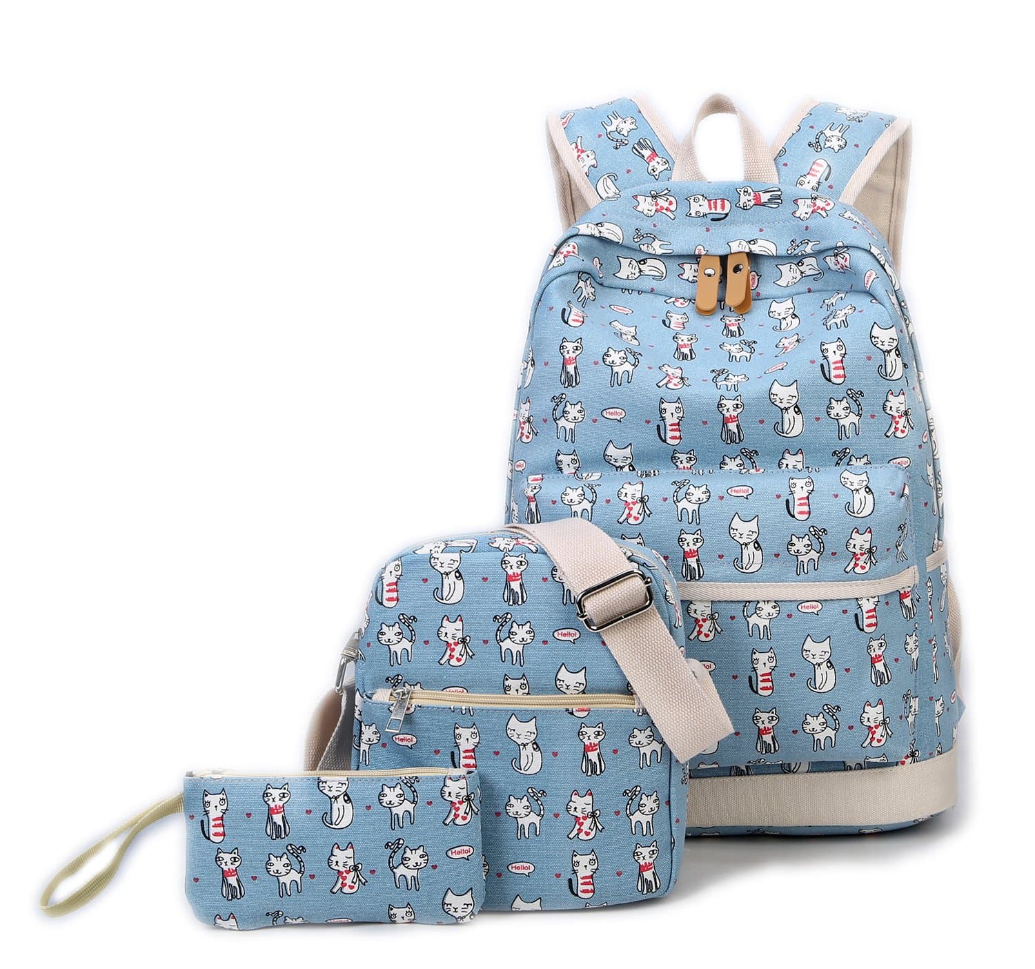 TIBES Cute Backpack For School Bags Children Student Bags For Girls/Boys 3pcs Bag Set Satchel Bag Shoulder Bag Book Bag Rucksack Kid Bags Cartoon Bag