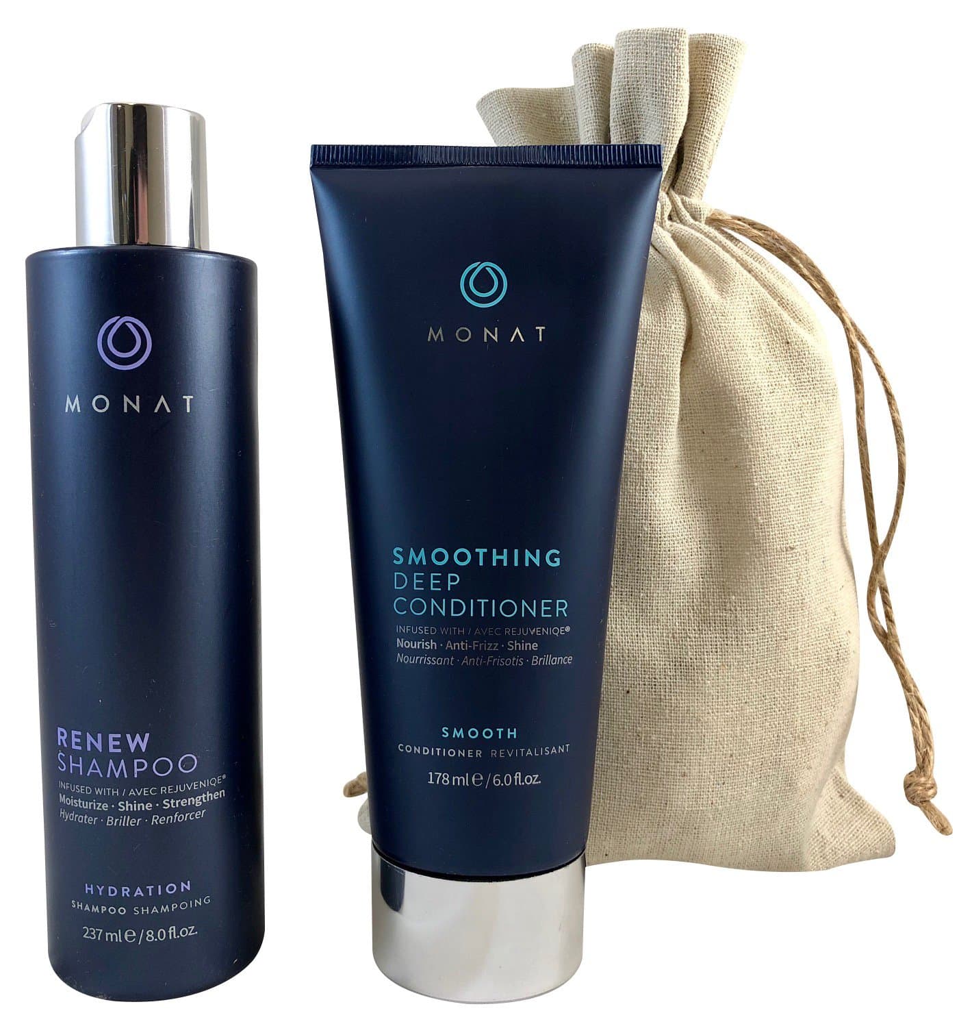 MONATRenew Shampoo and Smoothing Deep Conditioner with FREE Linen Bag Bundle