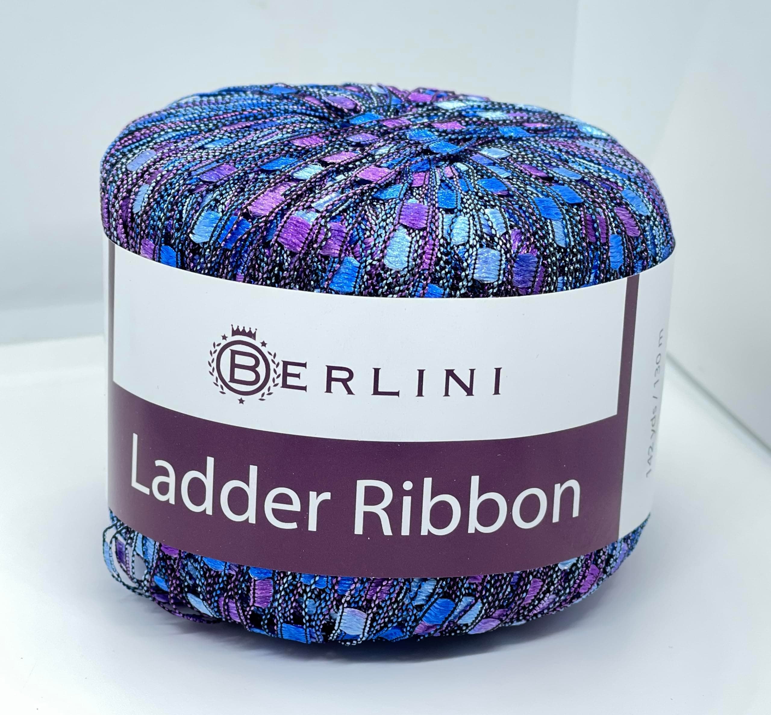 Blue Iris Berlini Ladder Ribbon Yarn #160-50 Grams (1.75 Ounces), 142 Yards, Blues, Purple