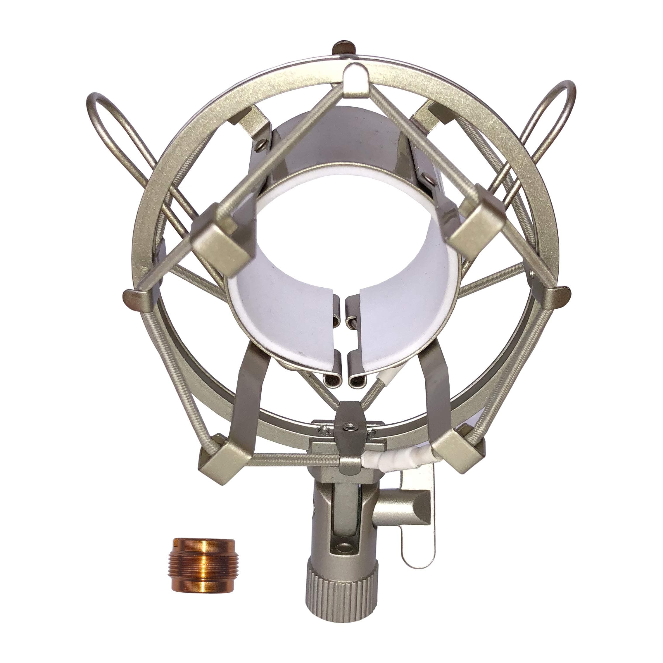 Universal Microphone Shock Mount for Standard Condenser Mic, Gulee Adjustable Anti Vibration Metal Shockmount Mic Holder Clip Clamp with 5/8" Screw Adapter for [47MM-53mm] Microphone [Durable] Silver