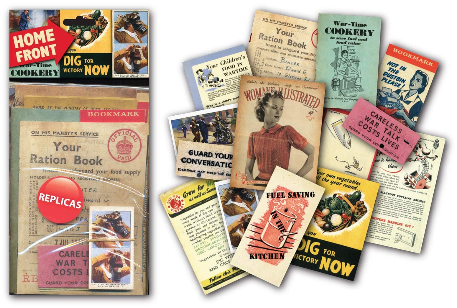 The Memorabilia Pack Company Home Front Memorabilia Gift Pack with over 20 pieces of Replica Artwork