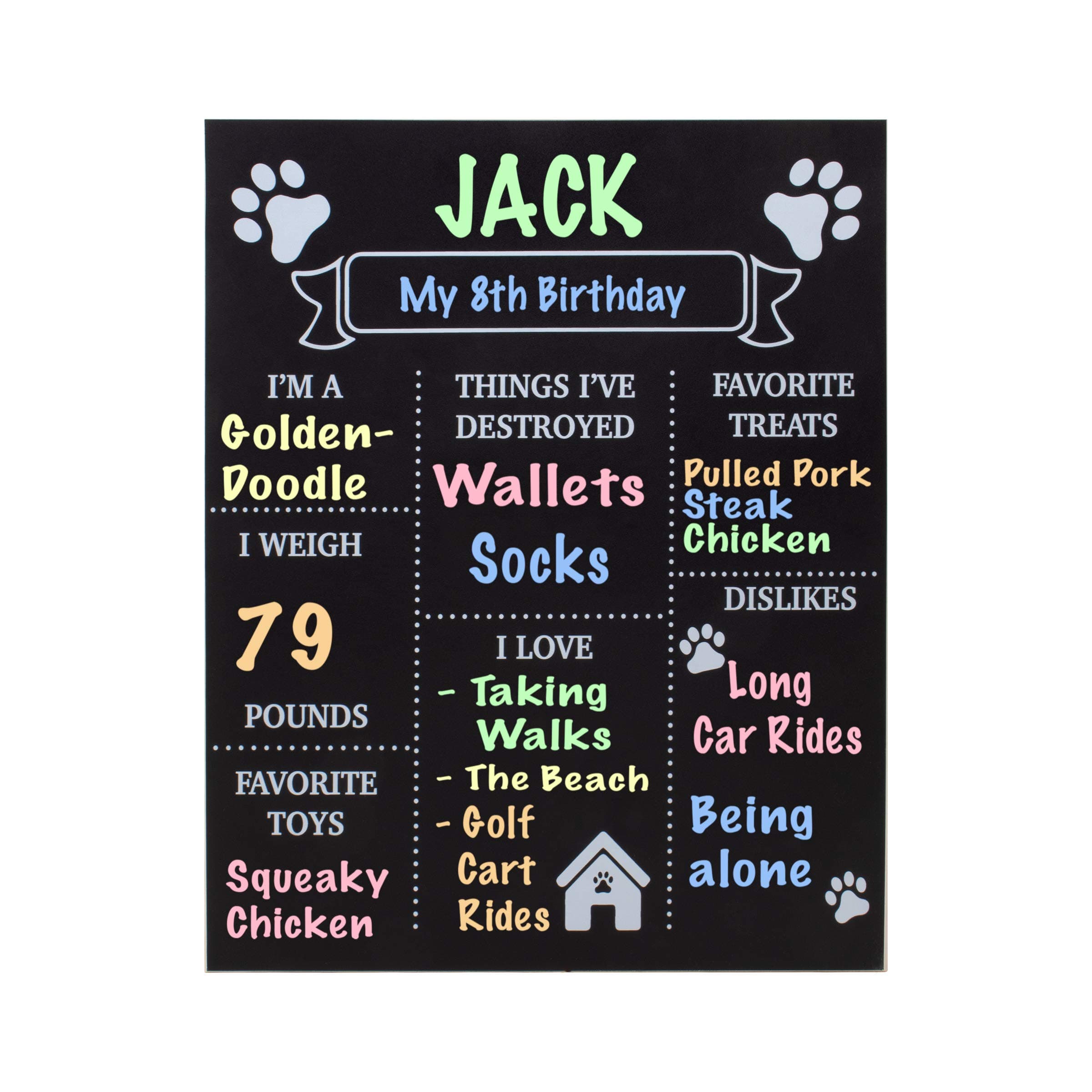 JennyGems - Dog Milestone Chalkboard Sign - Monthly Puppy Photo Props - (Use Actual Dry Chalk) - for Dogs and Puppies- Fur Babies - Dog Birthday Supplies Decorations - Puppy Party