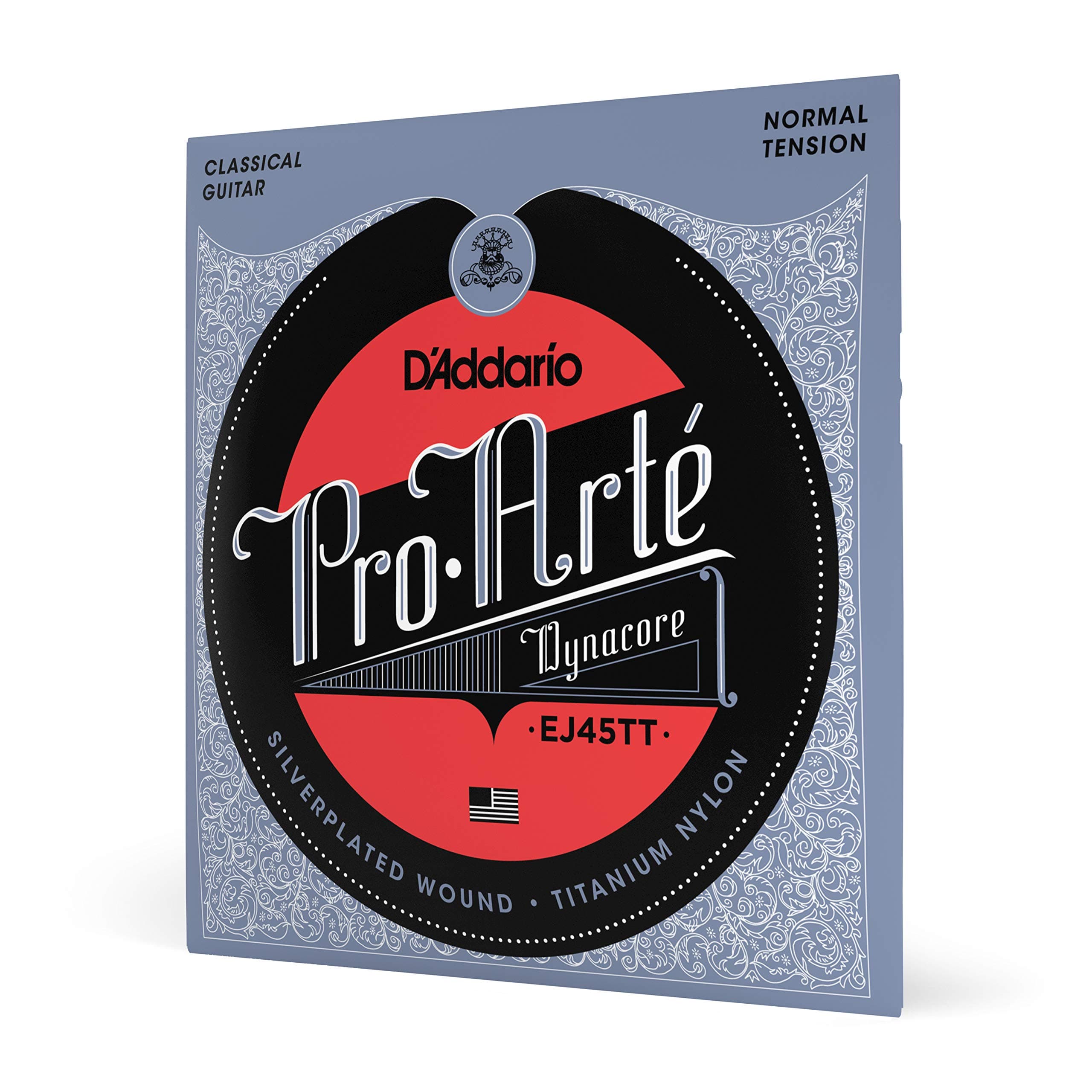 Guitar Strings - Pro-Arte Classical Guitar Strings - EJ45TT Dynacore - Silver Plated Wrap, Composite Dynacore, Titanium Nylon Trebles - Normal Tension, 1-Pack