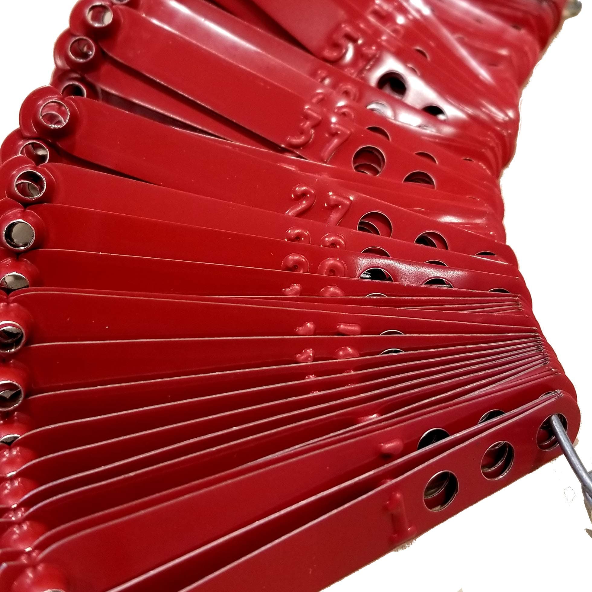 Pinnon Hatch Farms Leg Bands Custom Stamped Aluminum Chicken Pheasant Poultry Duck Peacock Leg Rings Identification Tags (100, Red)