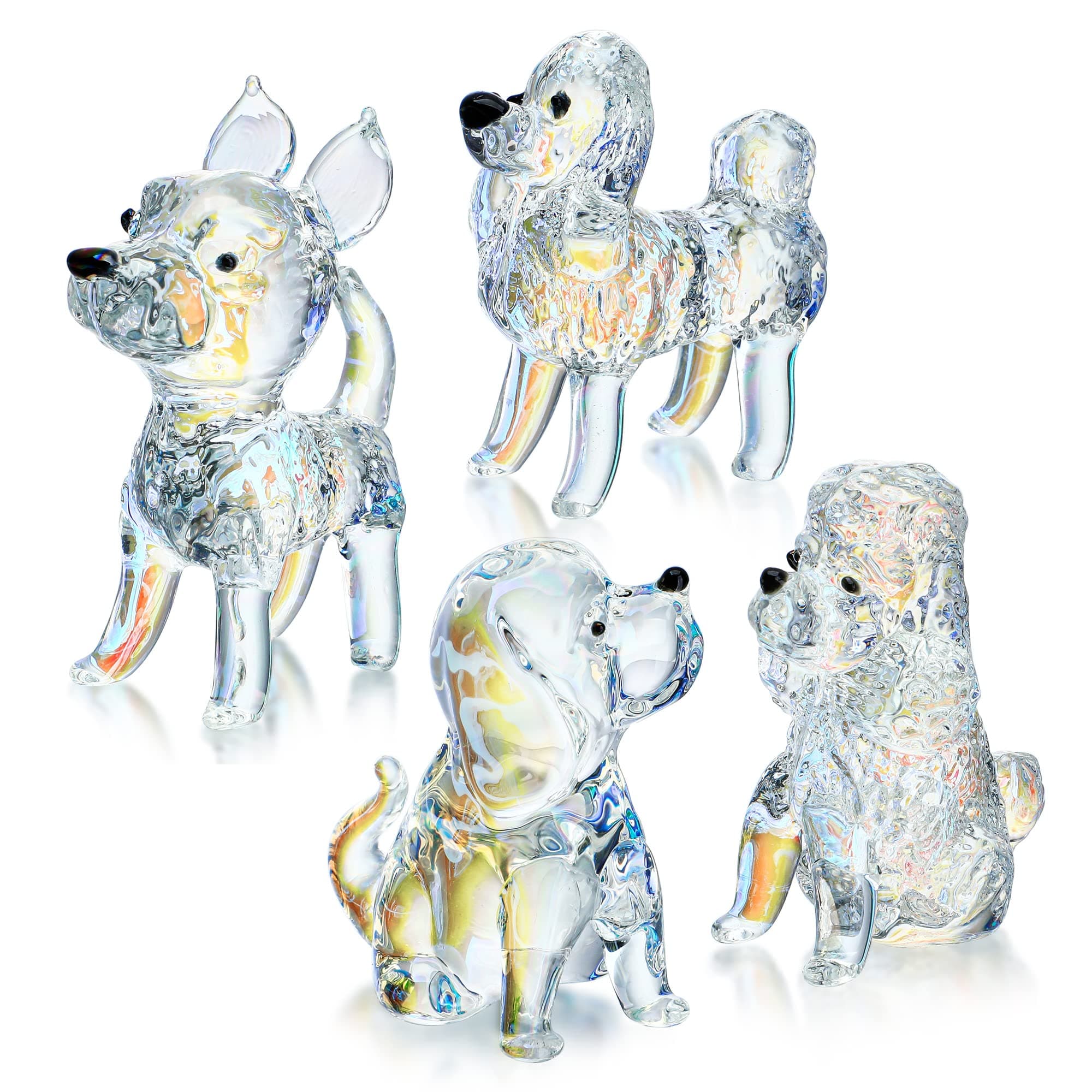 HDCRYSTALGIFTS Crystal Dogs Puppy Figurines Collectibles Gift for Mom Art Glass Ornament Statue Animal Collection Cute Paperweight Home Decor