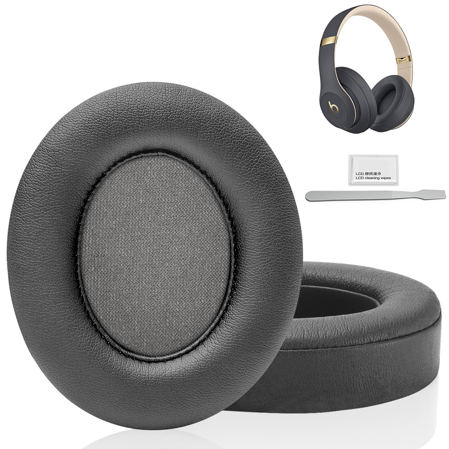 FEYCH Beats Studio Replacement Earpads 2 Pieces Noise Isolation Memory Foam Ear Cushions Cover for Beats Studio 2.0 Wired/Wireless B0500/ B0501 & Beats Studio 3.0(Titanium)