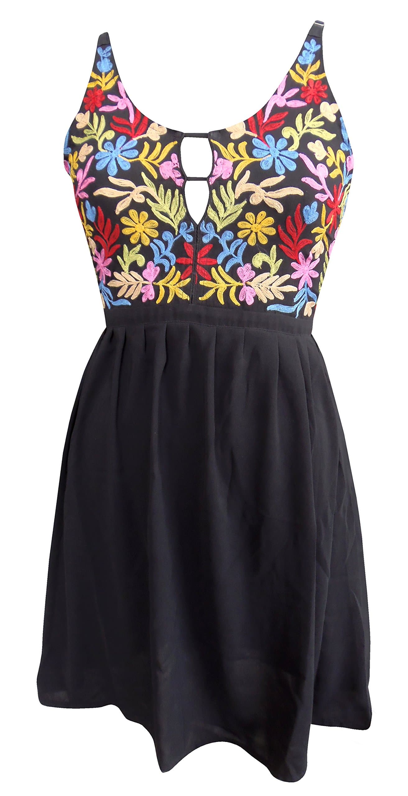 SUNROSE Black Chain Stitched Partywear Short Dress