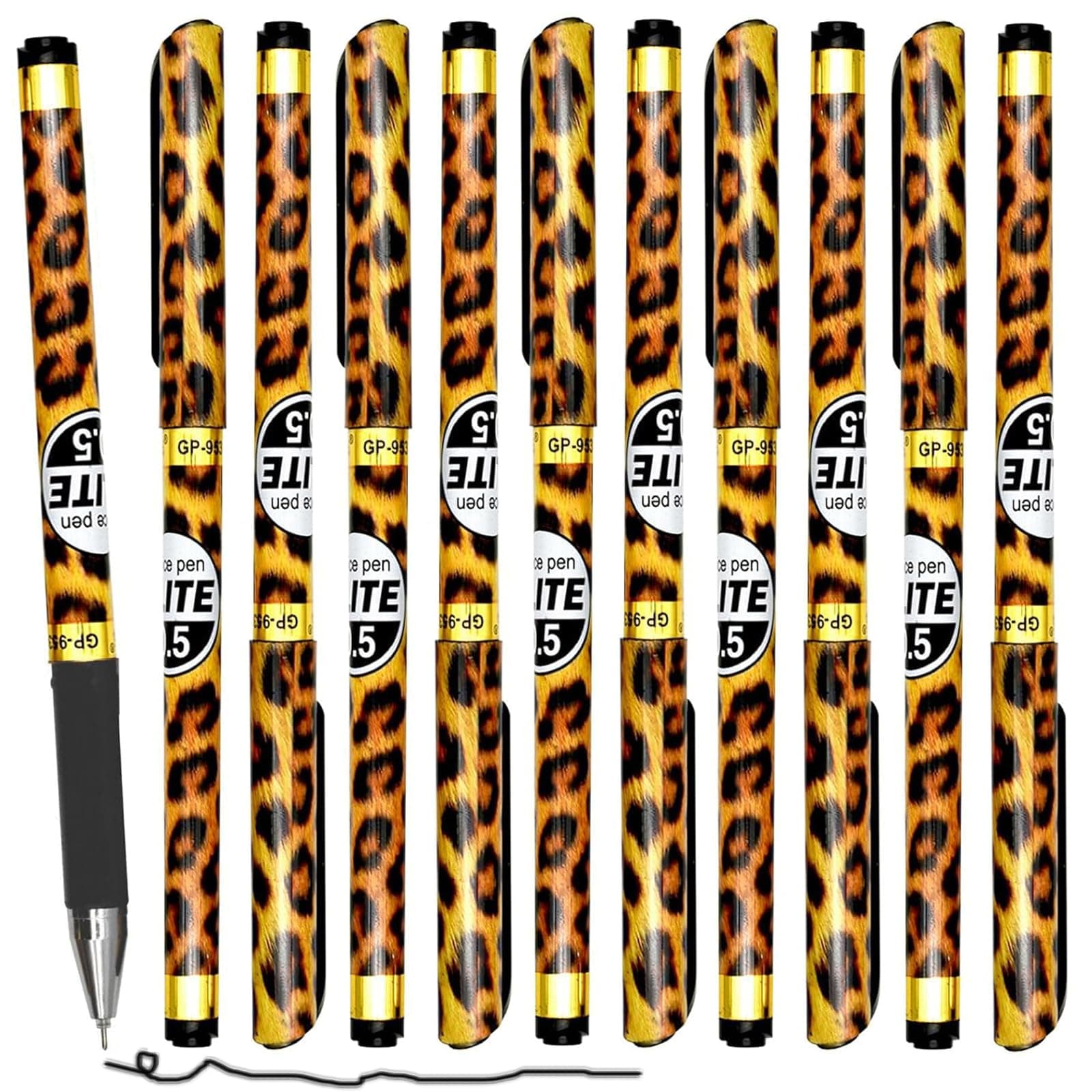 42PCS Fancy Leopard Pens Animal Pattern Gel Pens Black Ink 0.5mm Pretty For Women Girls Ladies School Party Office Birthday