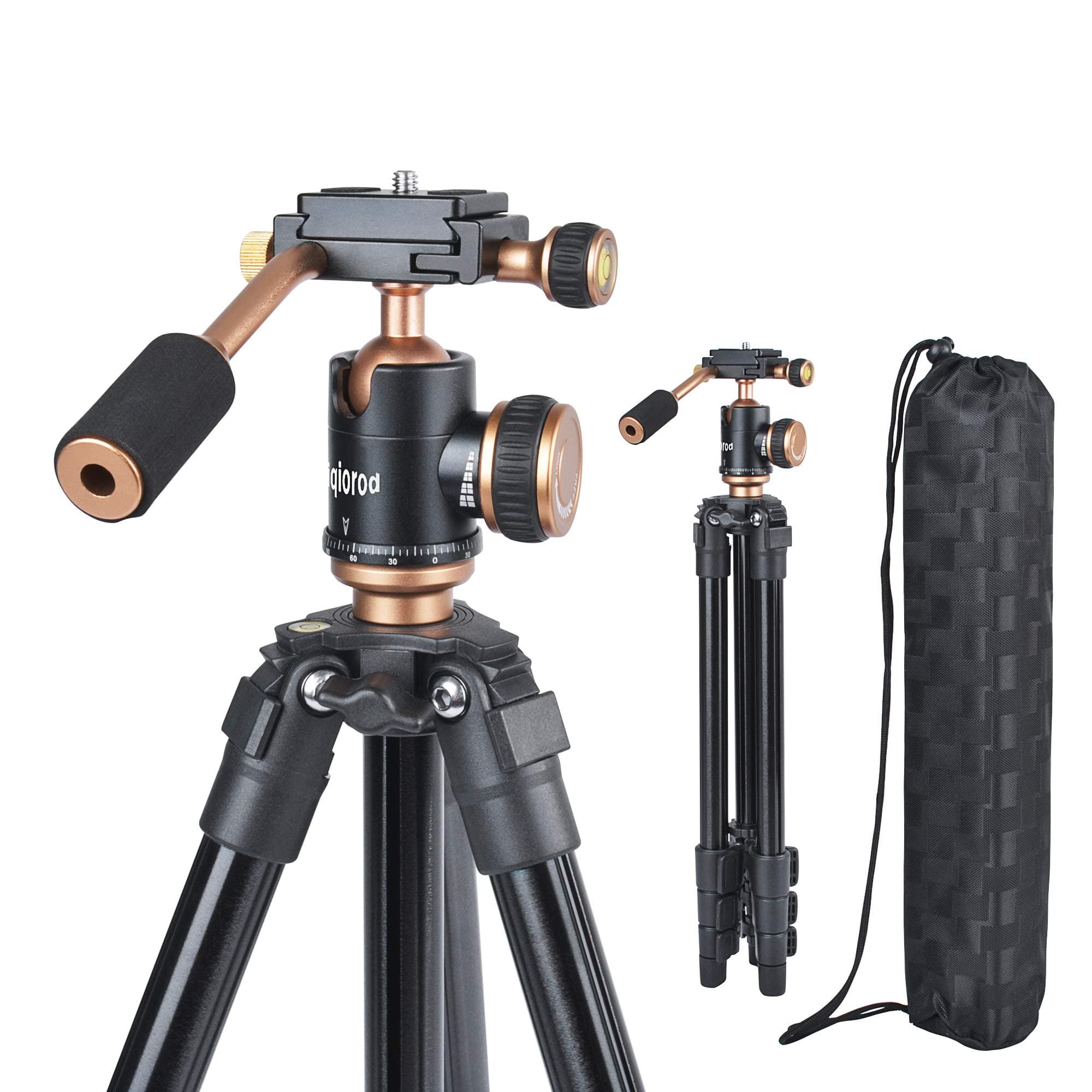 Camera Tripod, Portable Tripod, Travel Tripod 50inch Extendable 360 Panoramic Ball Head Tilt for DSLR Camera Canon, Nikon, Sony..Smartphone iPhone Samsung, Vlog, YouTube