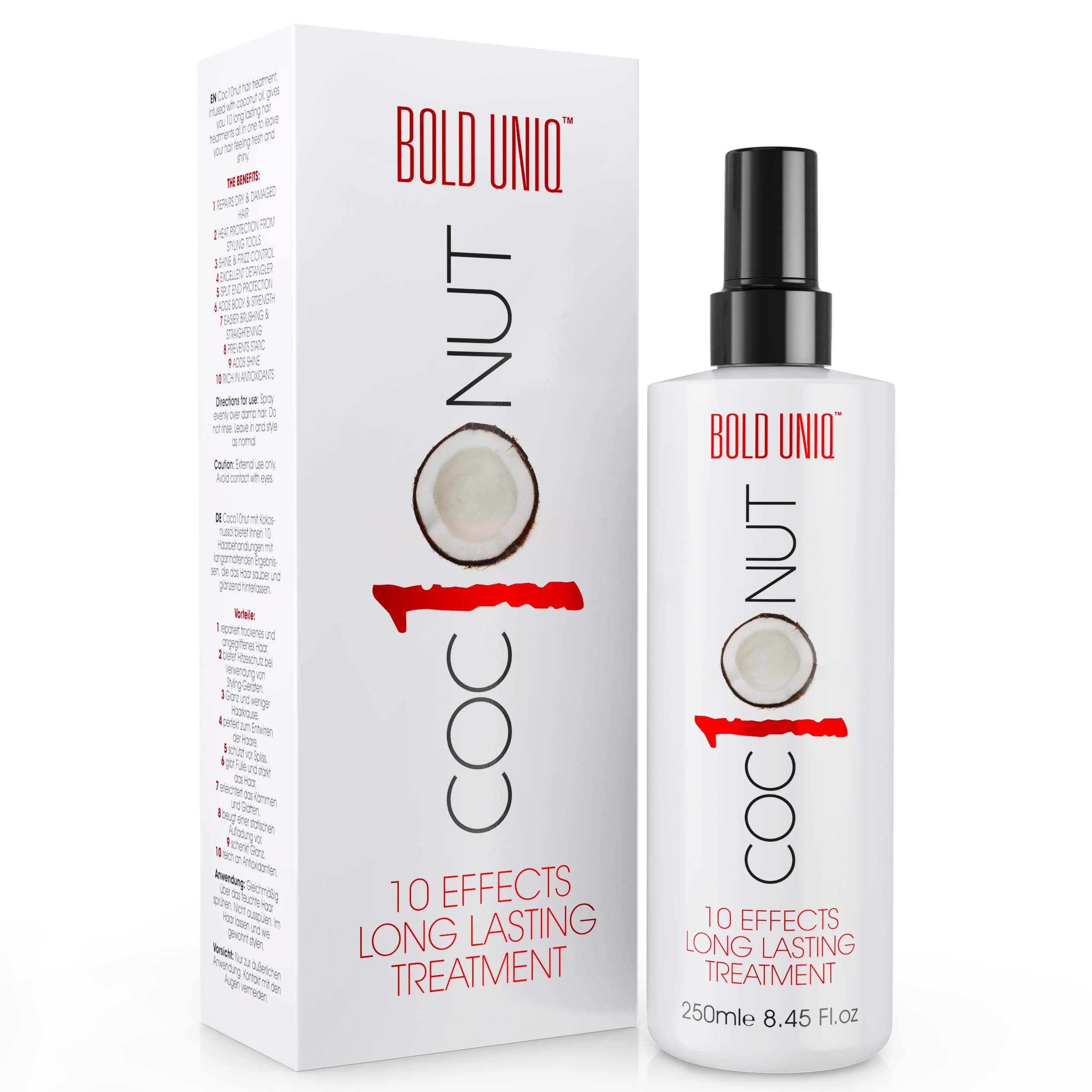 Bold Uniq Coconut Heat Protection Spray, Dry Hair Treatment