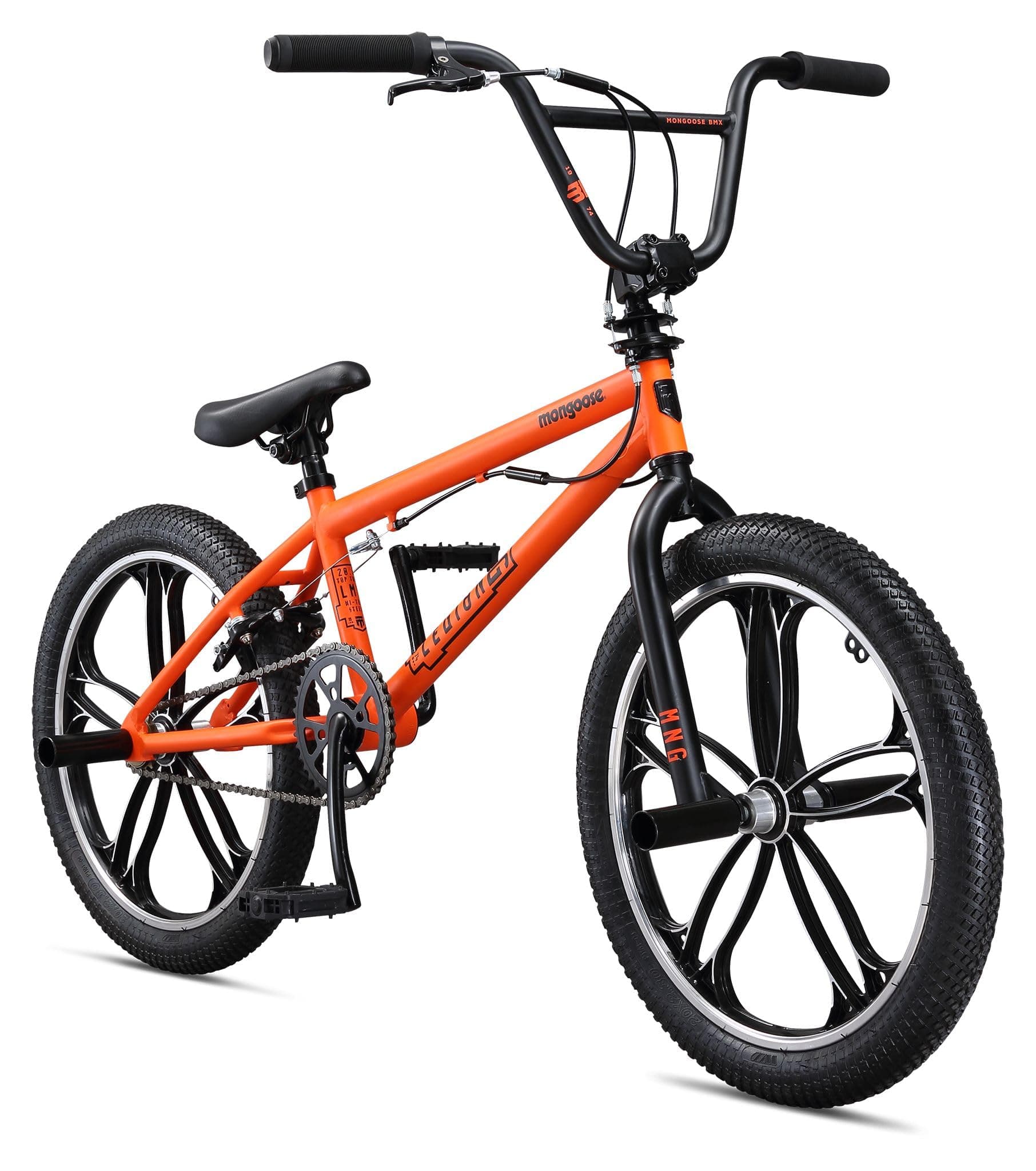 Mongoose Legion BMX Bike, 16, 18 or 20 Inch Bike for Kids and Adults, Hi-Ten Steel Frame, 25x9T, 36x16T or 40x16T Gearing, Black/Teal, Silver, Orange, Red, Green, Black or Light Blue