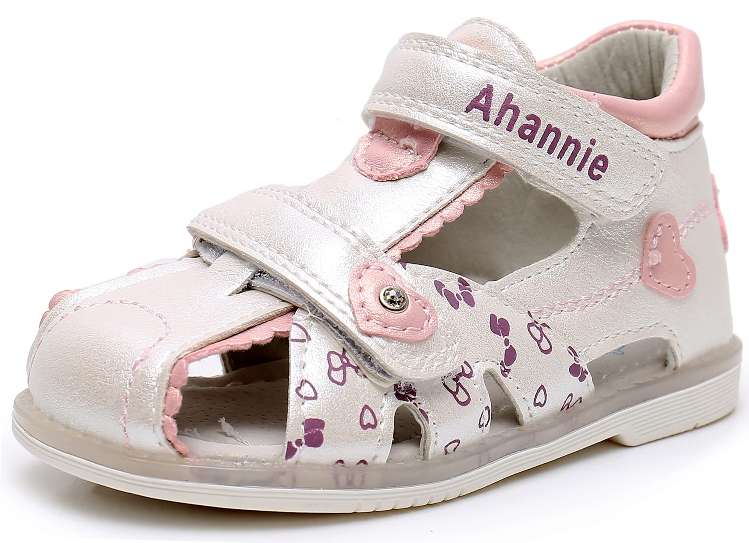 AhannieToddler Boys Girls Double Adjustable Strap Closed-Toe Orthopedic Sandals, Kids Summer Sandals with Arch Support