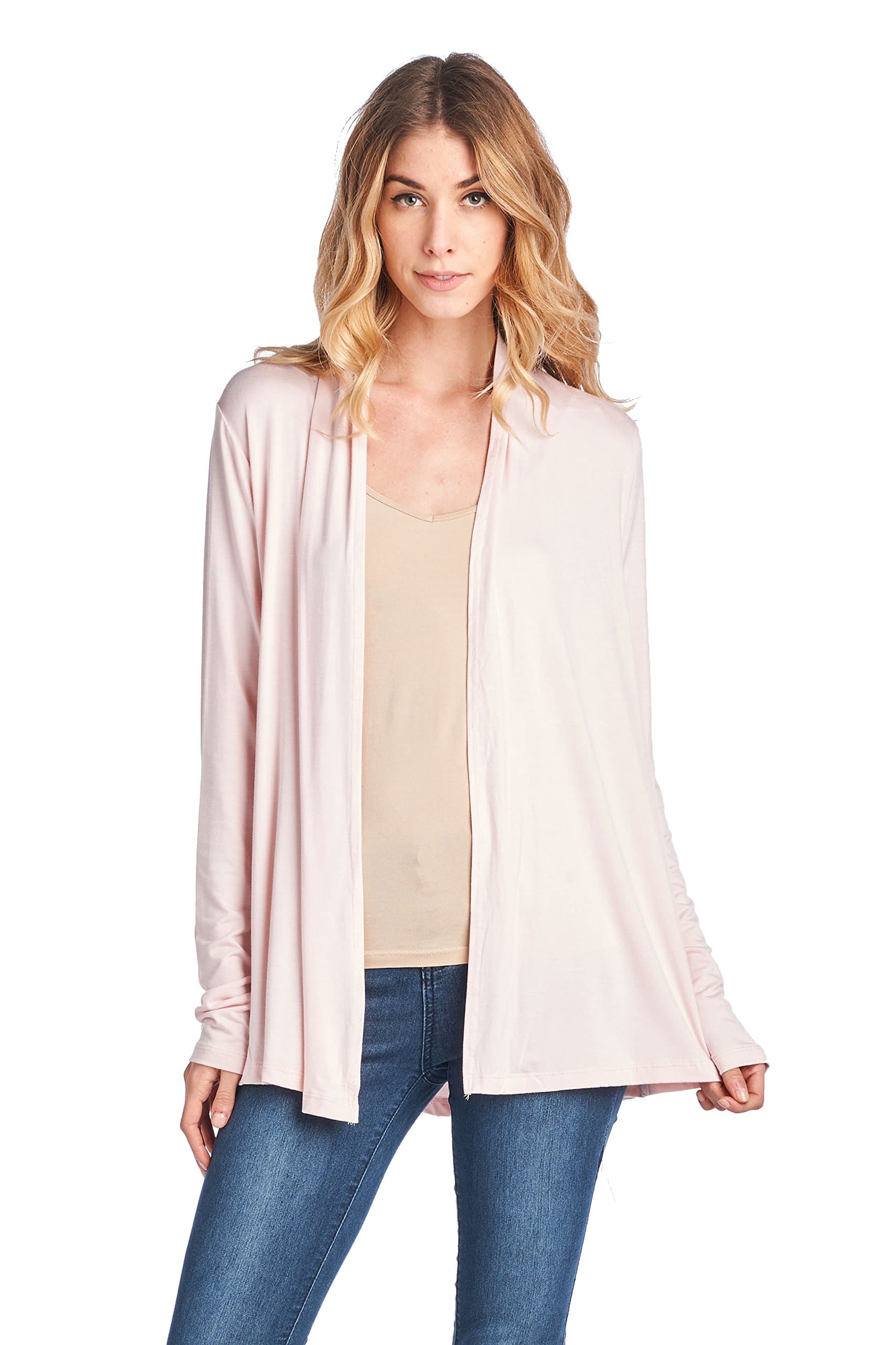 Women Casual Lightweight Soft Bamboo Cardigan Open Front Lounge - Made in USA