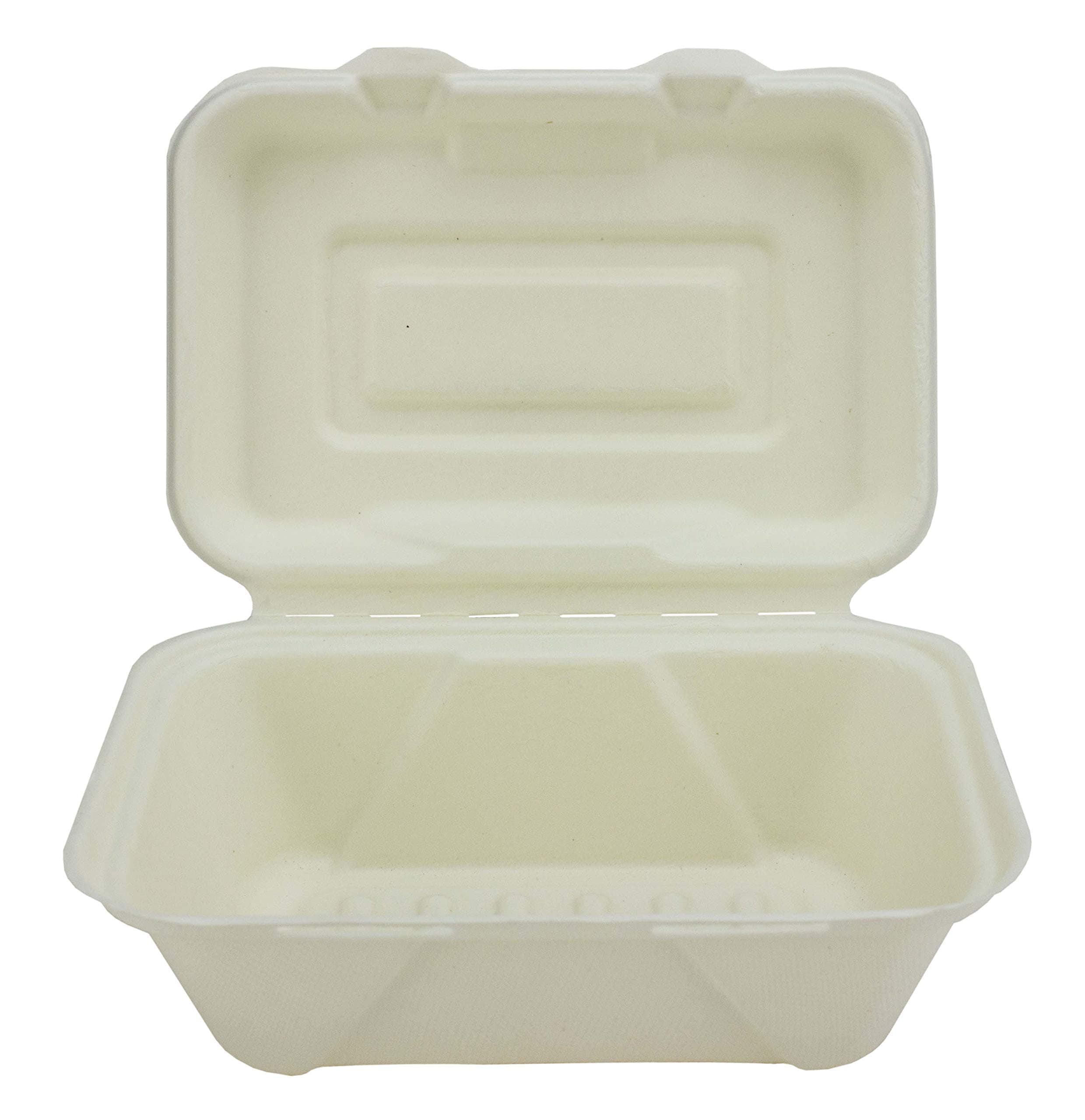 Signature Packaging - Takeaway Containers with Lids - Clamshell Takeaway Boxes Disposable Food Containers - 50 Pack - (13 x 11 x 6 cm)