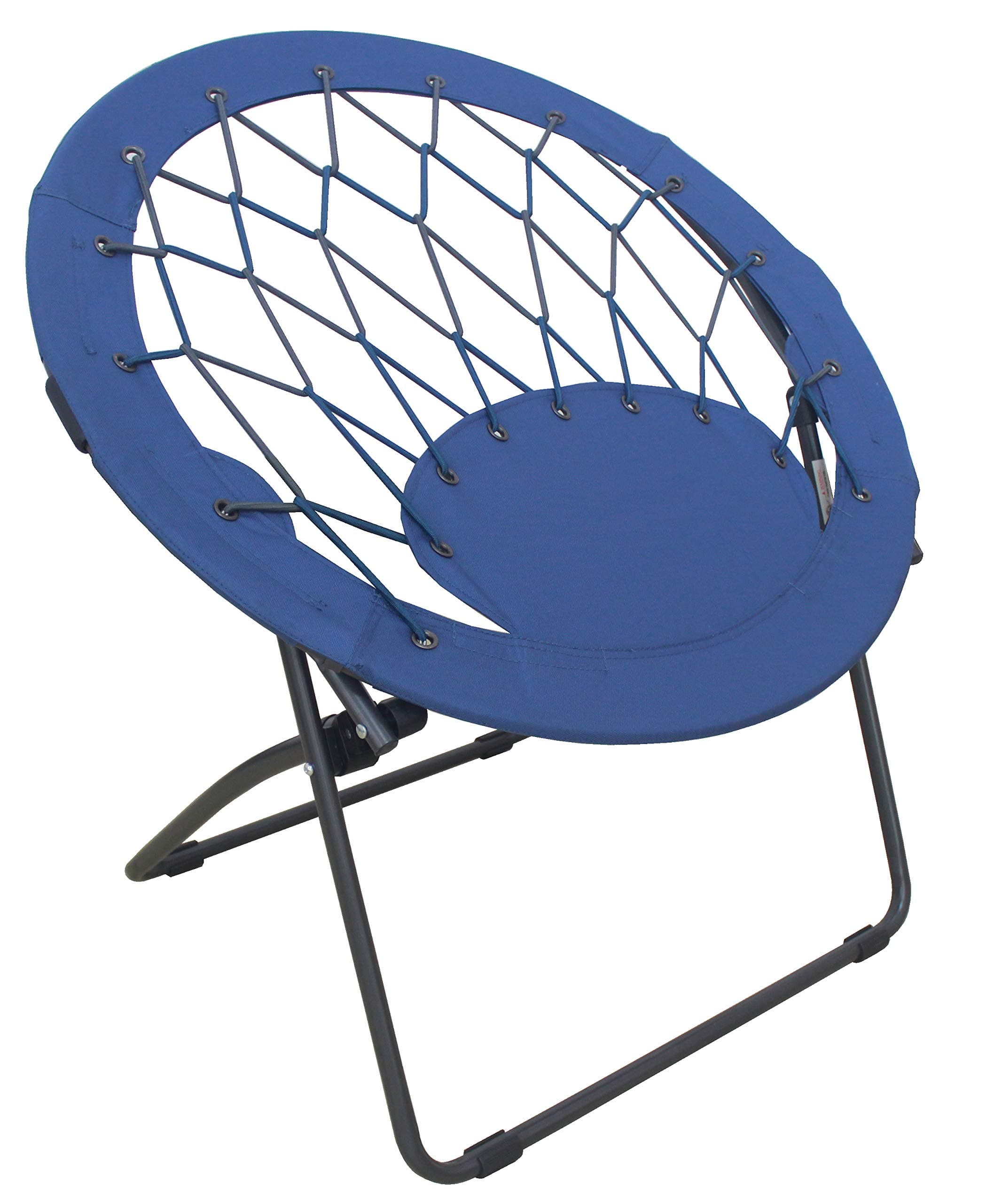 Zenithen Comfortable Bungee Portable Folding Durable Metal Frame Dish Chair, Perfect for Gaming, Reading, Dorm Rooms, and Bed Rooms, Blue (Pack of 1)
