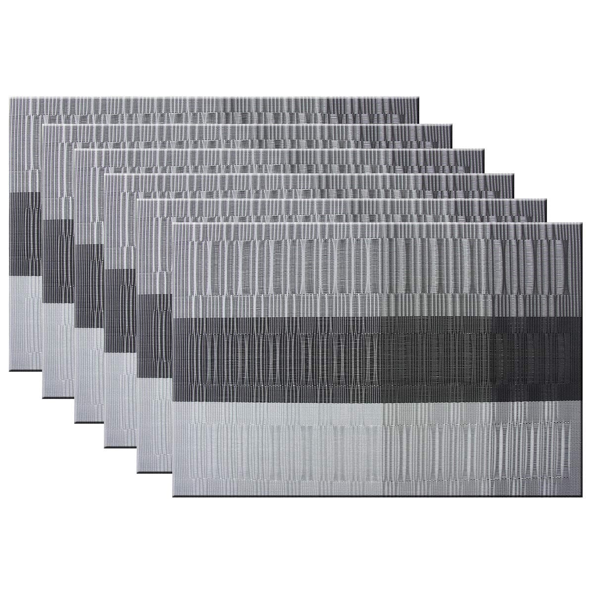 Bright Dream Placemats Easy to Clean Heat Ressietant for Kids Dining Table Mats 12x18 inches Set of 6(Black+Gray)