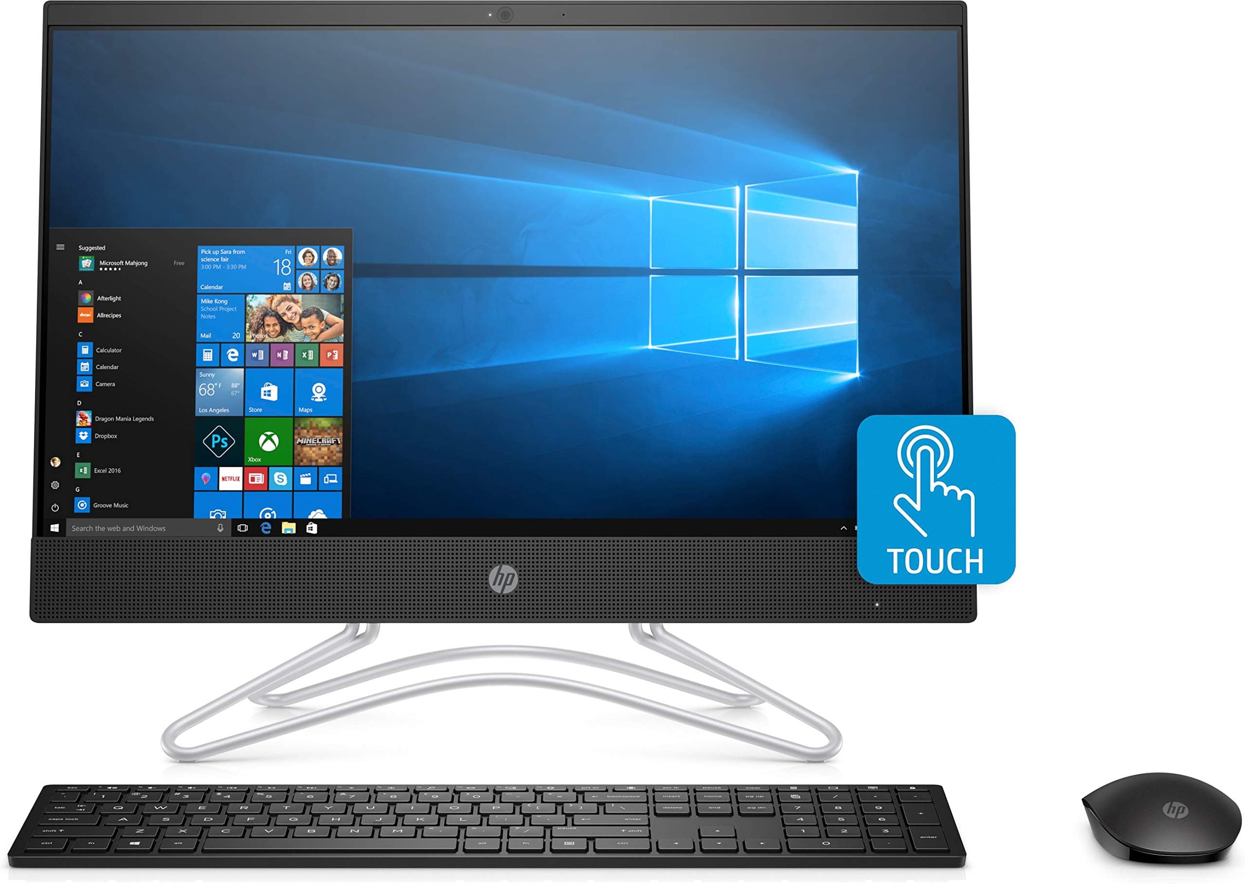 HP Core i3 8th Gen 21.5-inch FHD Touch AIO PC (4GB/1TB HDD/Windows 10/ MS Office/Jet Black/5.39kg), 22-c0024in
