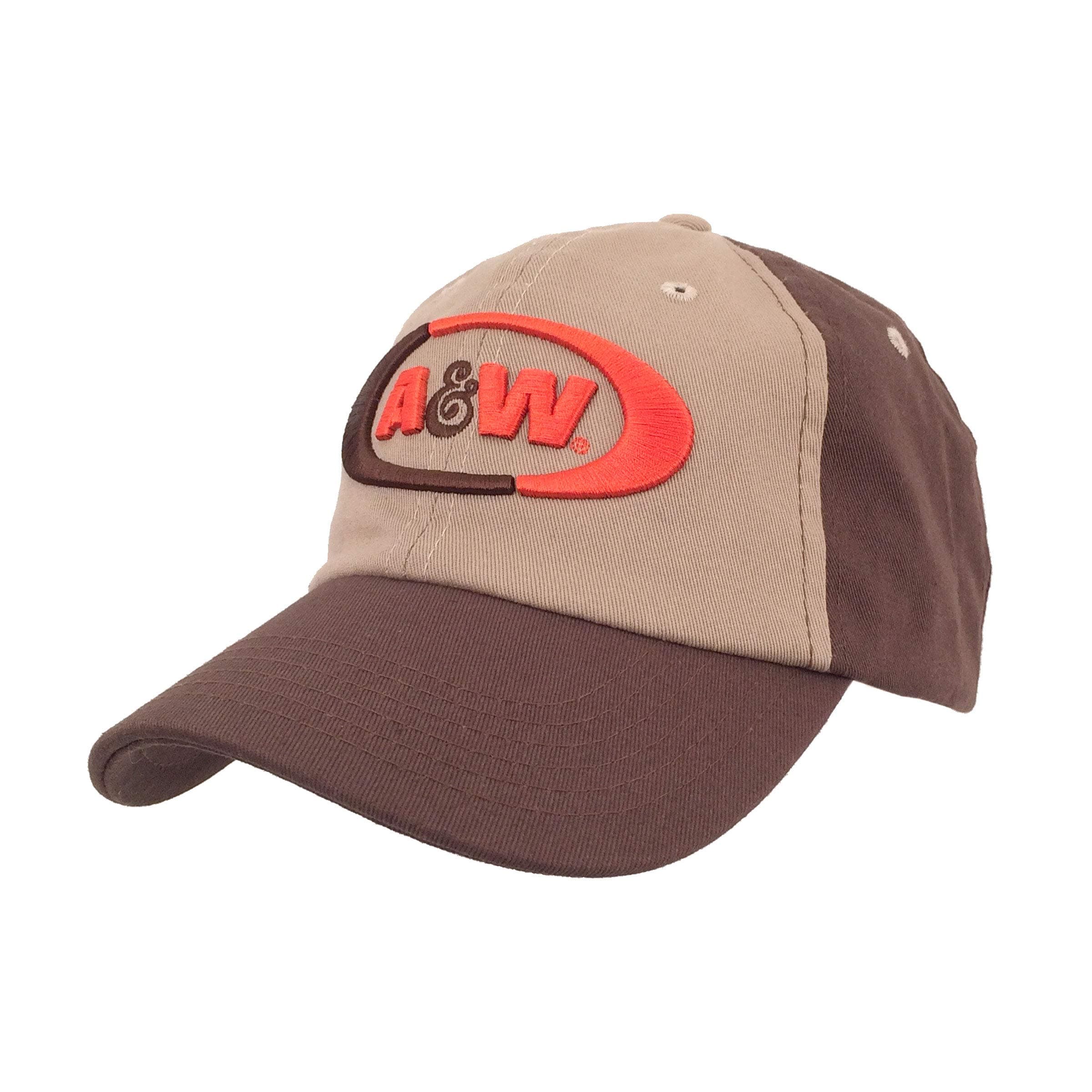 Tee Luv A&W Logo Hat - A and W Root Beer Baseball Cap (Tan and Brown)