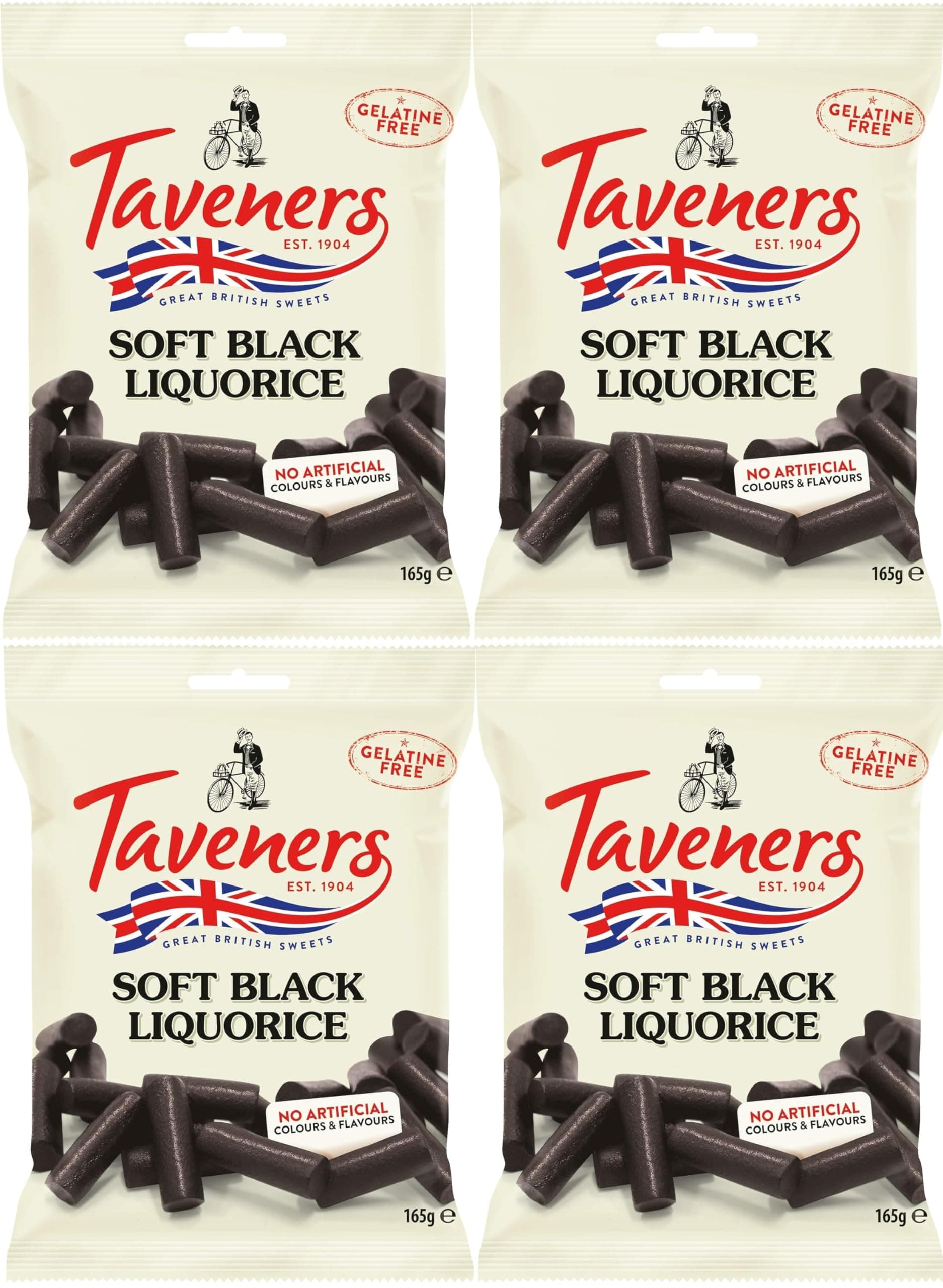 Soft Eating Black Liquorice Sweets Bag (165g per pack) Pack of 4