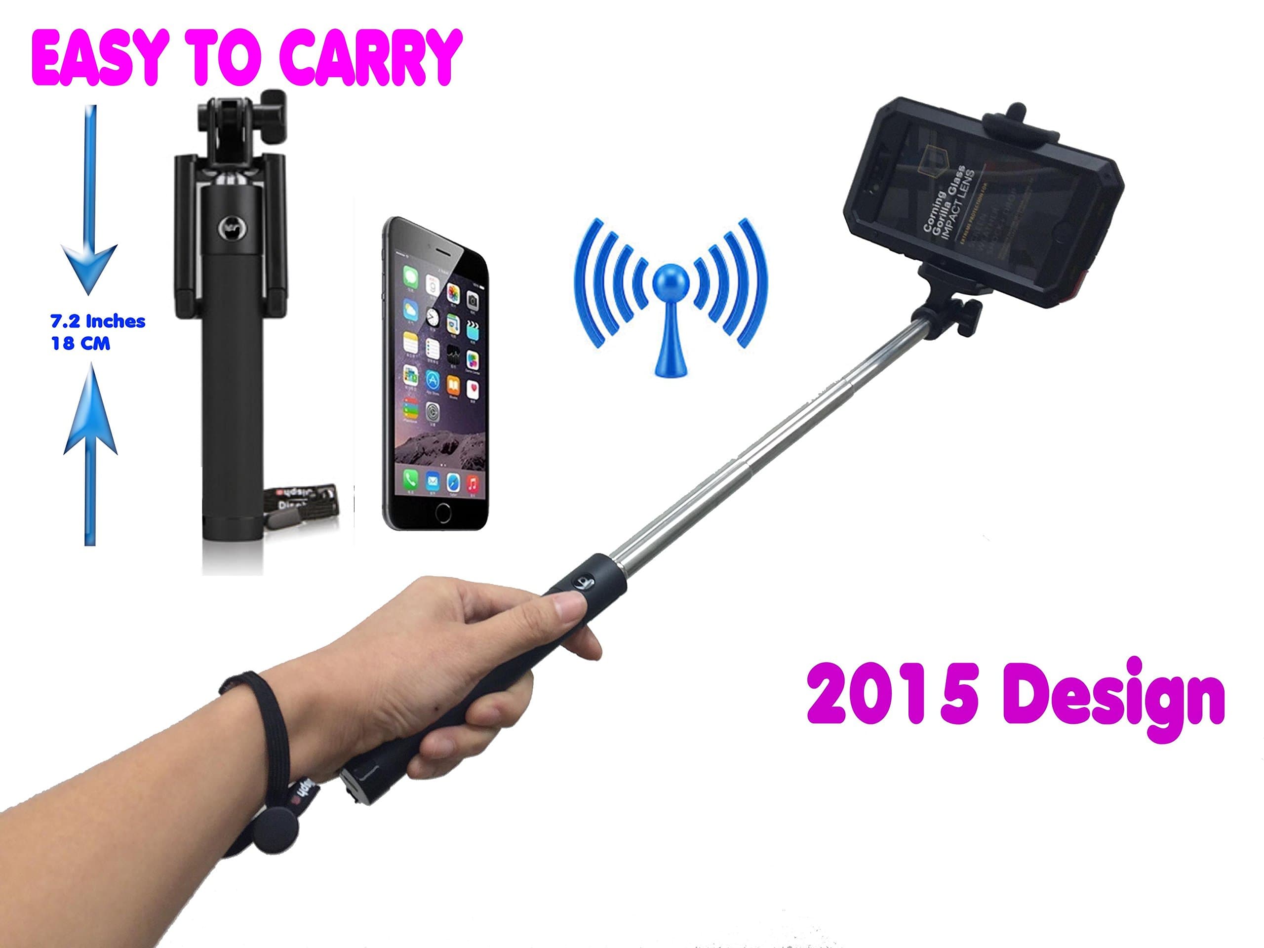 [2015 New Version] HGF Selfie Stick, Portable Pocket-Size U-shape Clamp Foldable All-in-one Selfie Stick Monopod with built-in Bluetooth Remote Shutter for iphone 6 Plus 6 5s 5c 5 4s 4 Samsung GalaxyS6 S5 S4 S3 S2 Note 2 Note 3 Note 4 Blackberry HTC S