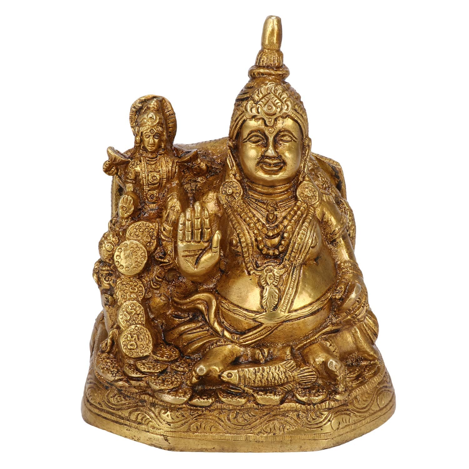 Brass Idol Lord Kuber with MATA Laxmi Kuvera Wealth Lakshmi God Kubera Statue Murti for Prosperity Money Home Décor Locker Safe Tijori