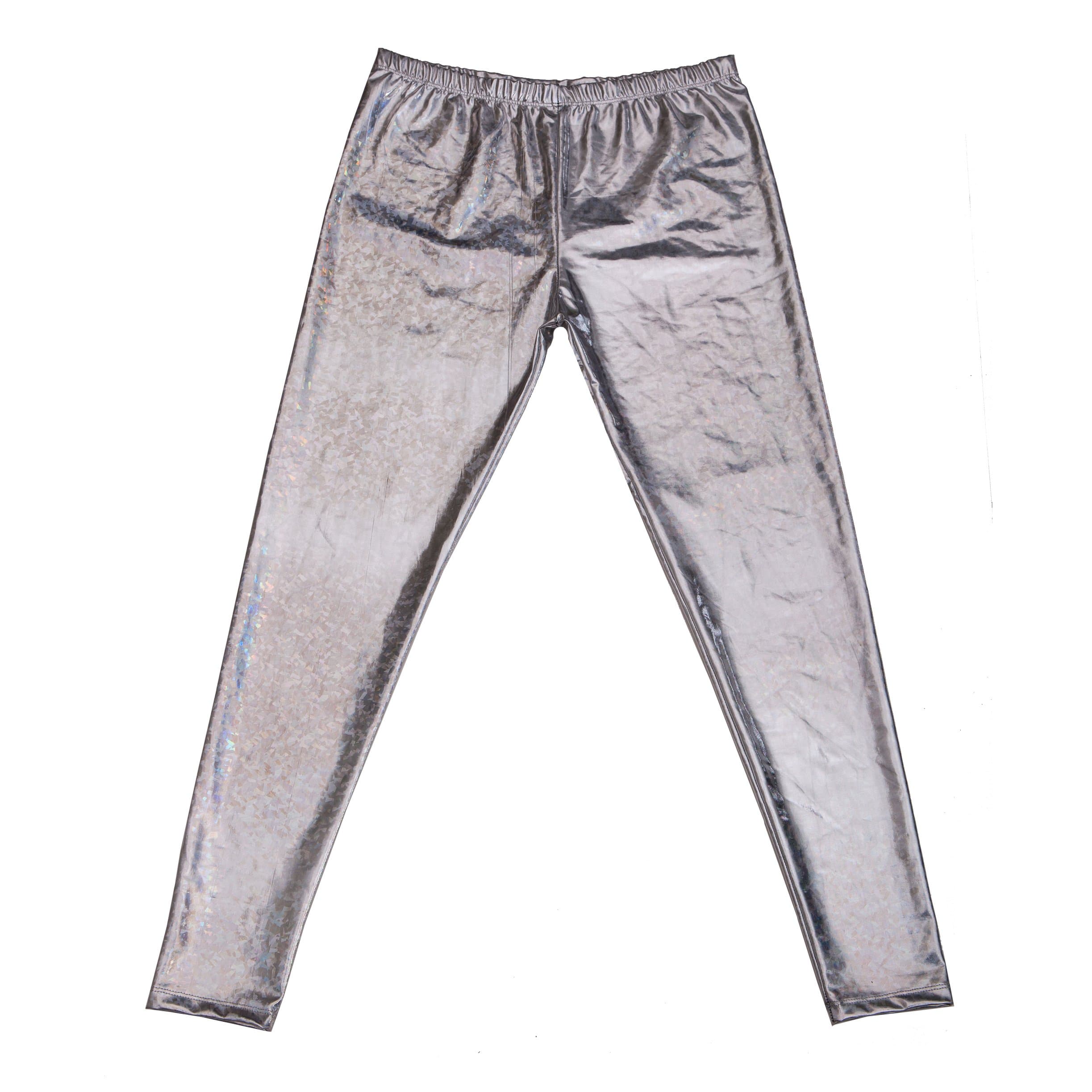 BFDOne Ladies Leggings Silver Gold Turquoise Pink Red Green Mermaid Scale Unicorn Leggings Shiny Metallic Holographic Leggings Polyester Spandex Cool W Size S/M M/L