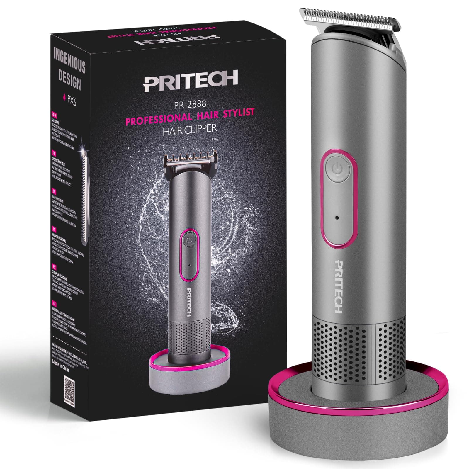 Pubic Hair Trimmer Women - Rechargeable Bikini Trimmer for Women Sensitive Skin, Wet & Dry Use, Pain-Free Electric Razor&Shaver with Standing Recharge Dock, Ideal Gift, Aurora Gray