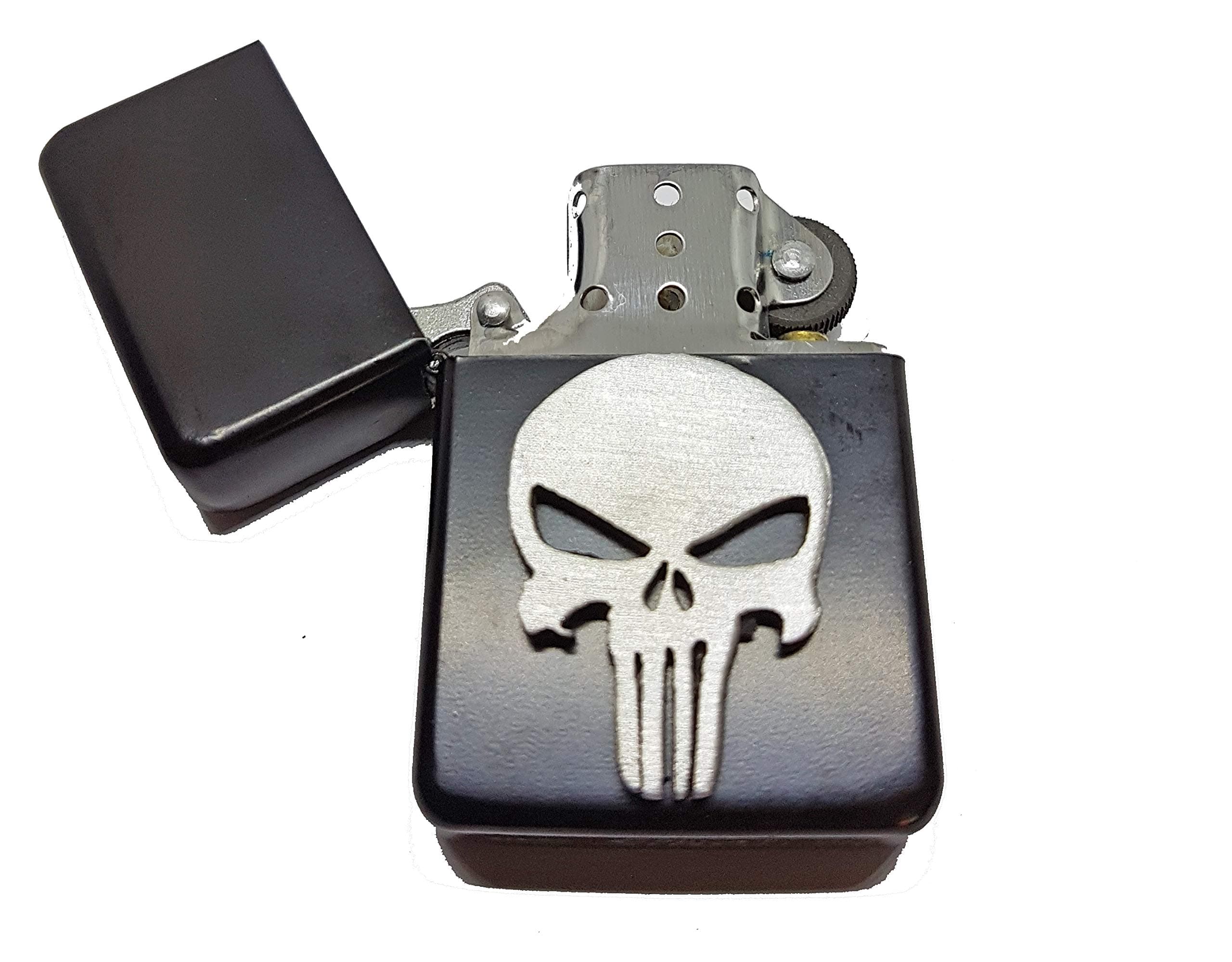 Stoneys BadgesSkull Logo Petrol Lighter in Pouch Funny Slogan English Pewter Emblem