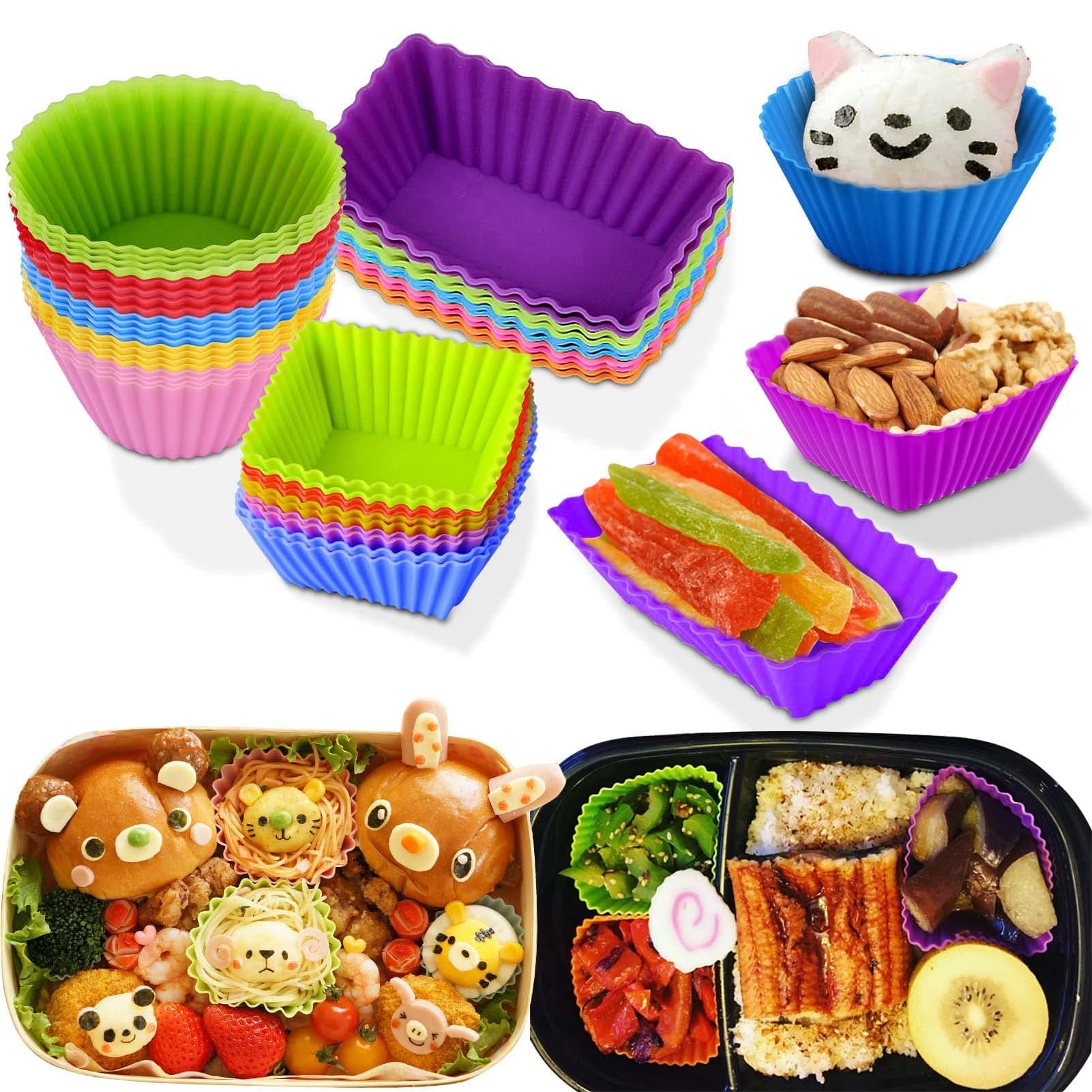 40 Pcs Silicone Lunch Box Dividers, Bento Bundle Dividers For Kids Accessories(Mixed Colors)