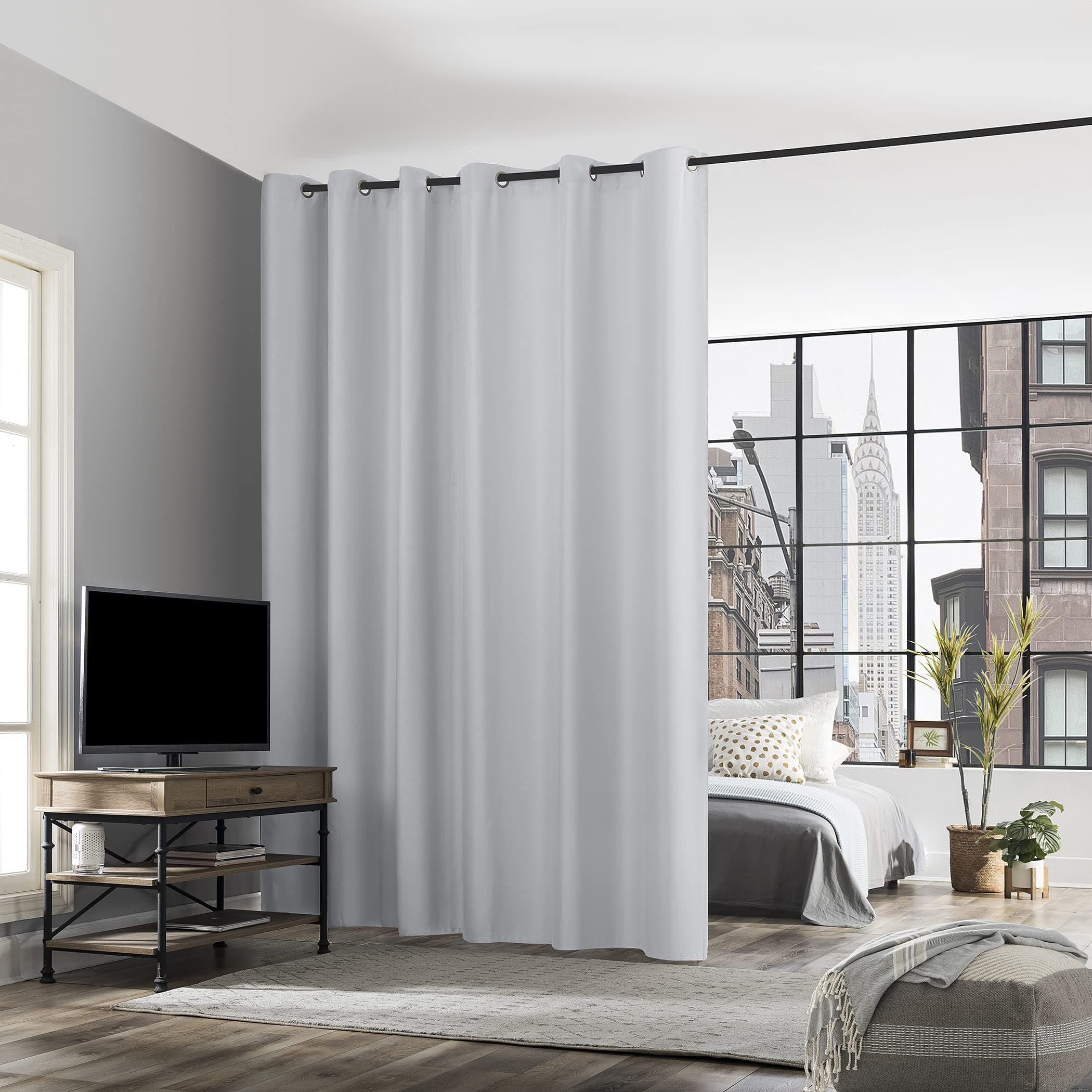 No. 918 Billie Noise Reducing Grommet Room Divider Curtain Panel, 180" x 96", White