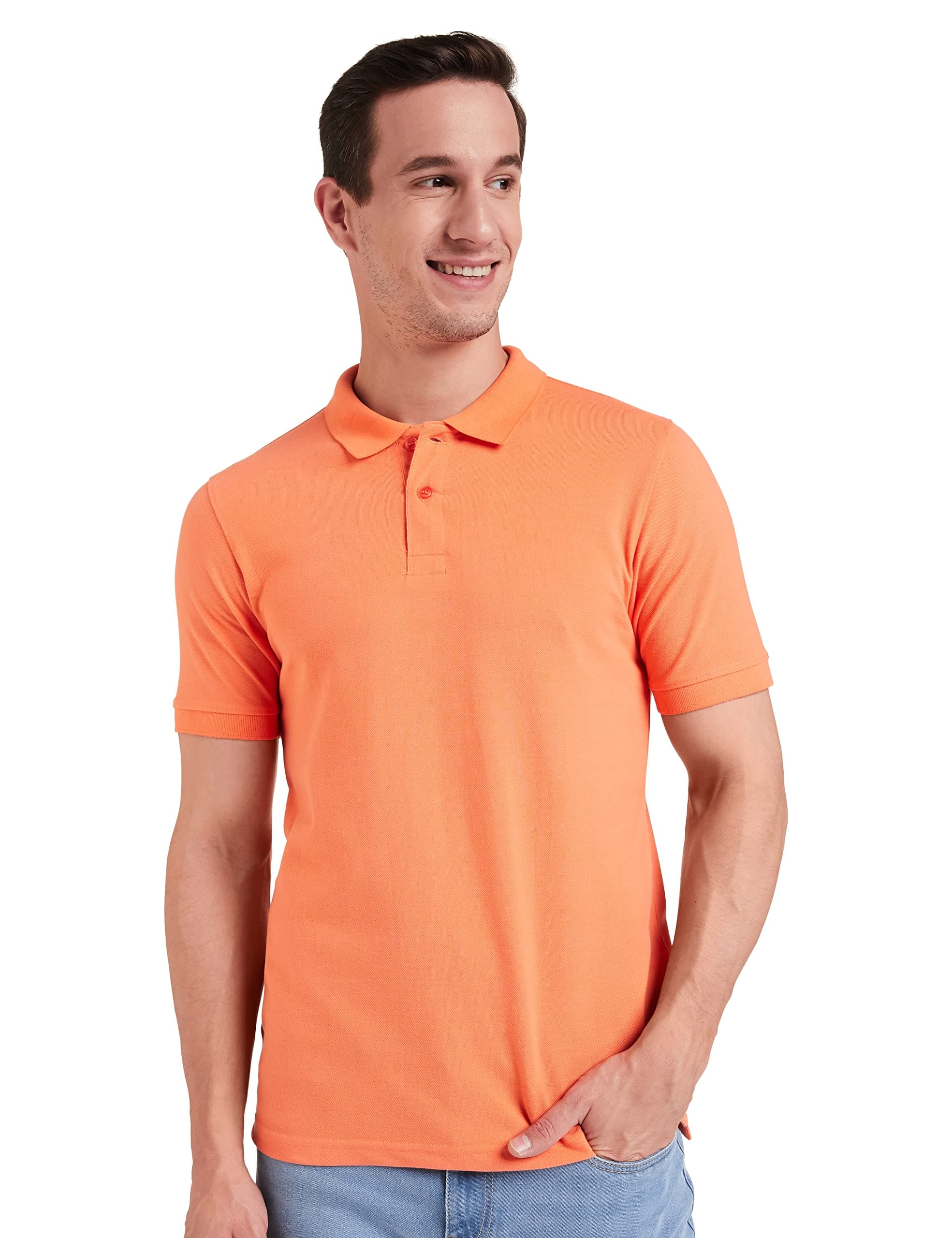 Amazon Brand - SymbolMen's Cotton Rich Solid Polo Tshirt | Collar Tshirts | Half Sleeves | Plain-Regular Fit (Available in Plus Sizes)