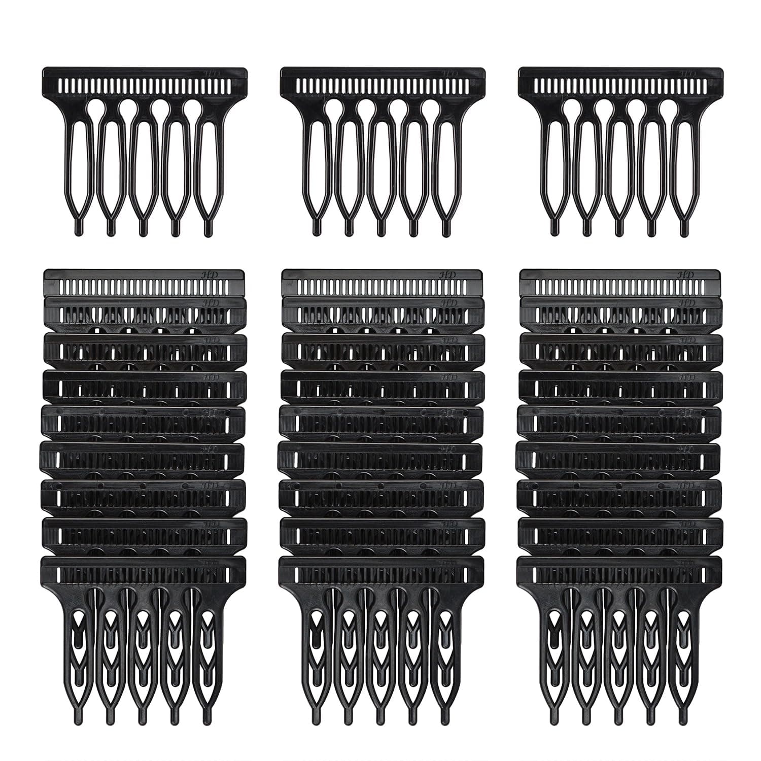 30 Pcs Hair Combs Black Plastic Clips 5-teeth Wig Combs for Lace Wigs Cap Making Wigs Accessories Styling Tools