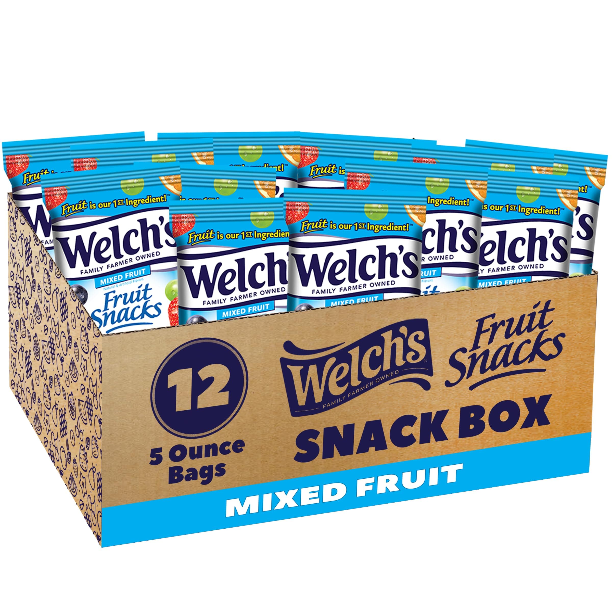 Fruit Snacks, Mixed Fruit, Perfect for Socks, Gluten Free, Sharing Bags, 5 Oz (Pack of 12)