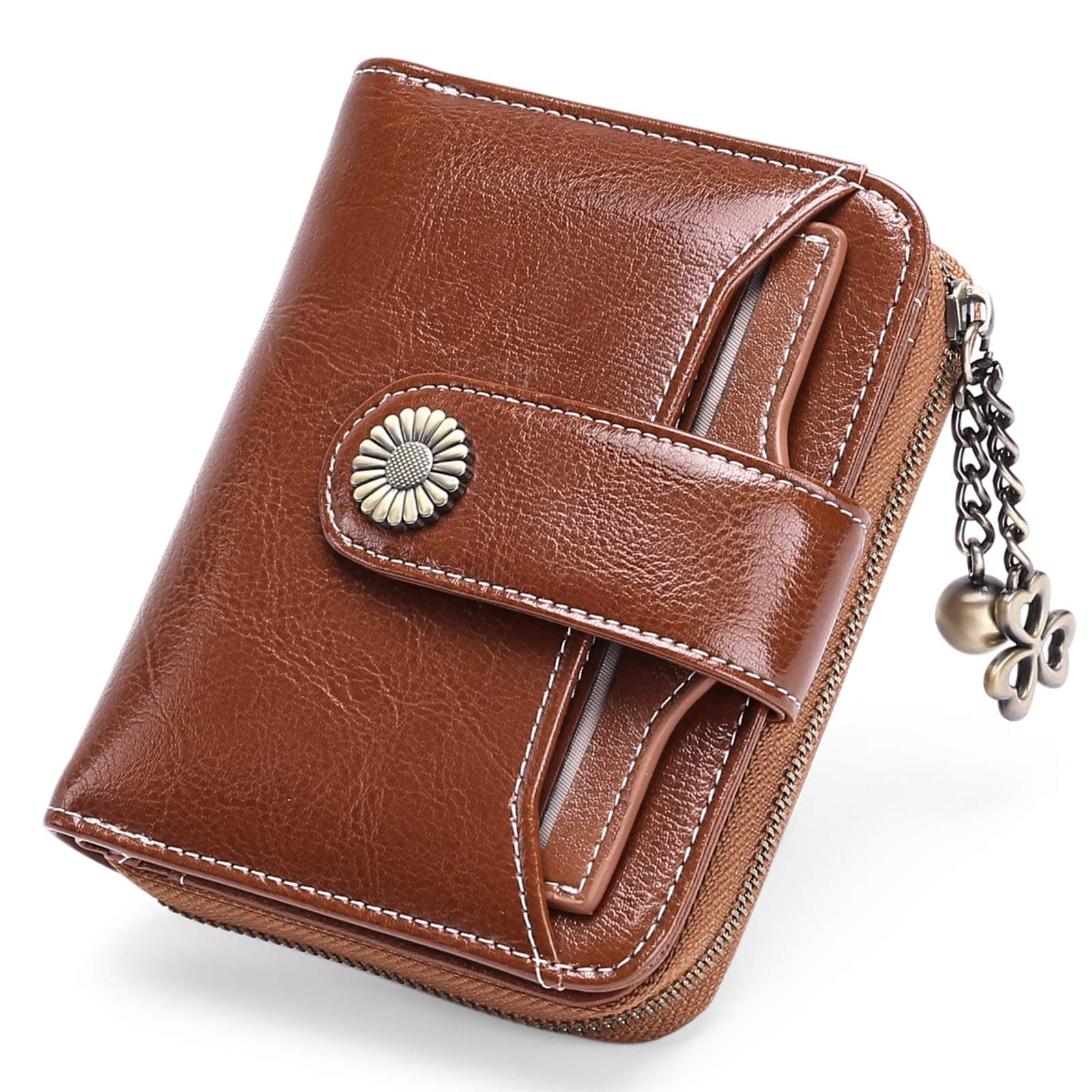 Purses for Women Genuine Leather Small Bifold Compact Womens Wallet with RFID Protection