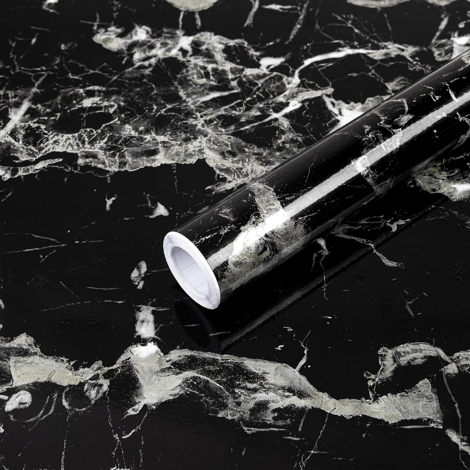 Marble Effect Self Adhesive Vinyl 60 X 300cm Sticky Back Plastic Black Marble Contact Paper Waterproof Peel and Stick Wallpaper Self Adhesive Vinyl Wrap for Kitchen Worktop