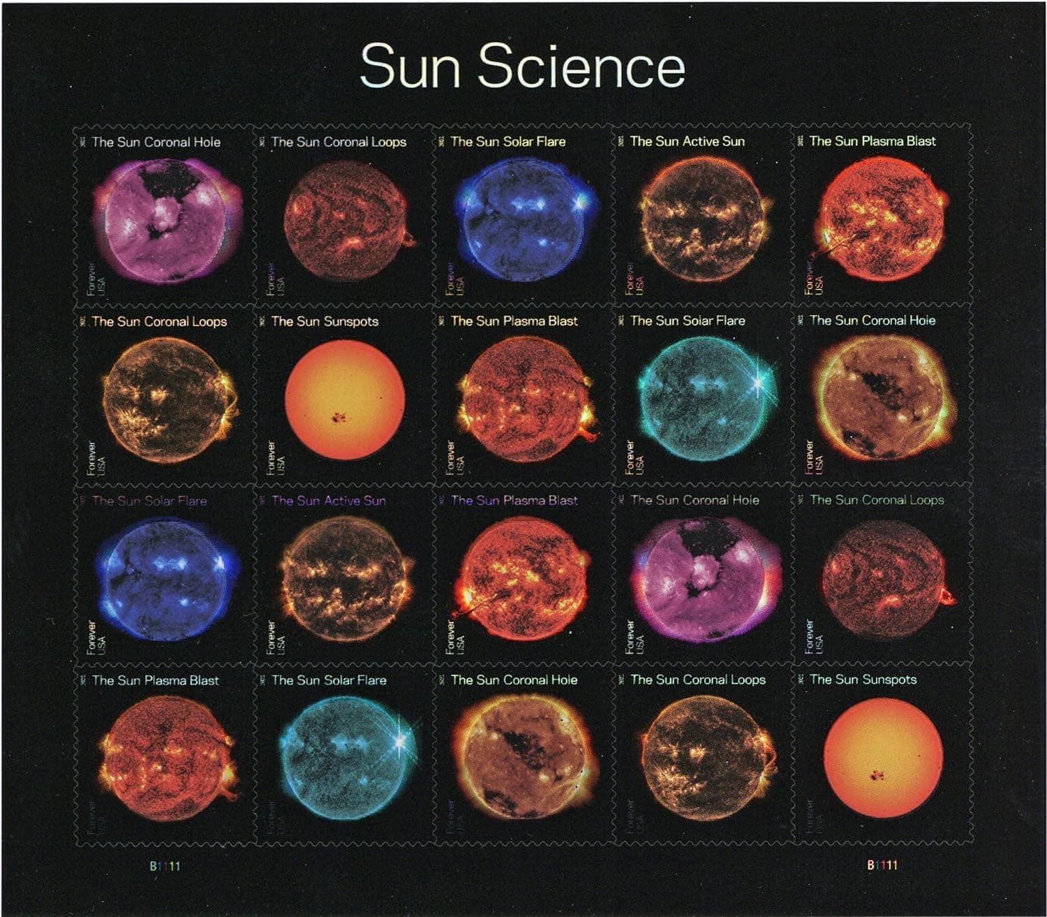 United States Postal Service US Stamps Sun Science Space Booklet awareness vinyl for USPS First Class Envelope - Sheet/20 - MNH VF1, FVUS20SG1