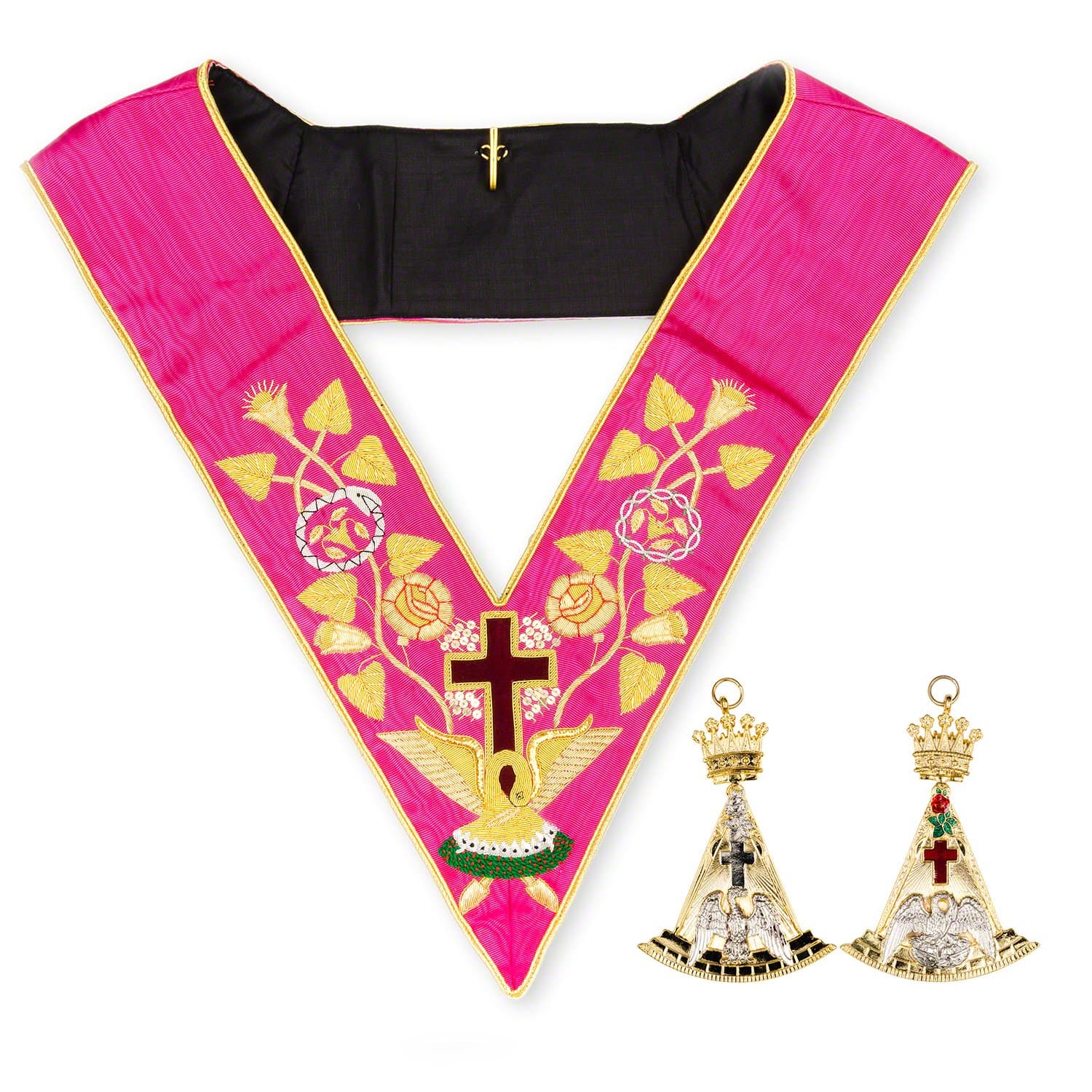 THE MASONIC COLLECTION - Rose Croix 18th Degree Collar & Jewel - with Pink Colour and Moire Effect - Freemason Gifts for Men